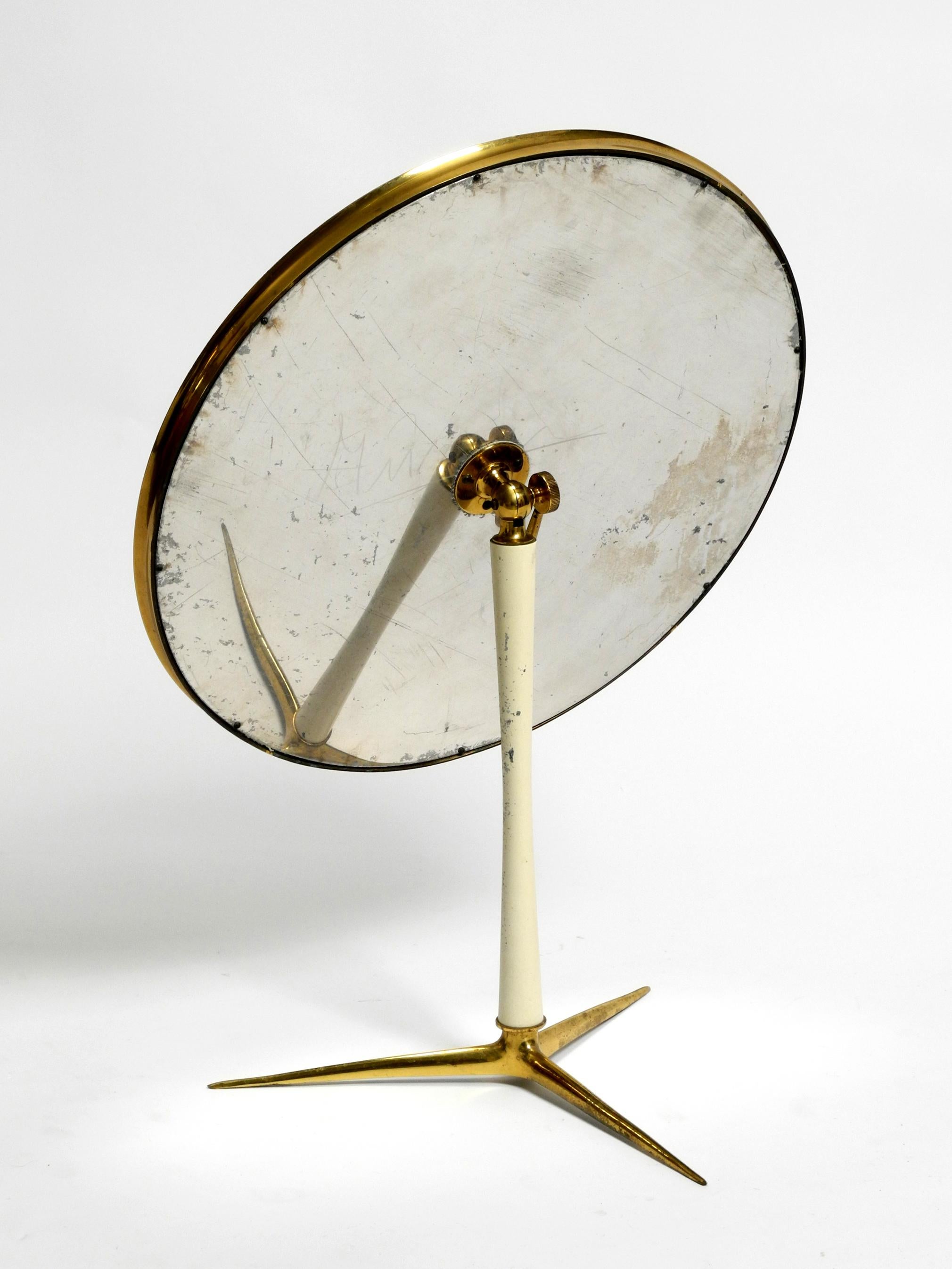 Moveable, Large, Midcentury Brass Table Mirror by Vereinigten Werkstätten For Sale 12