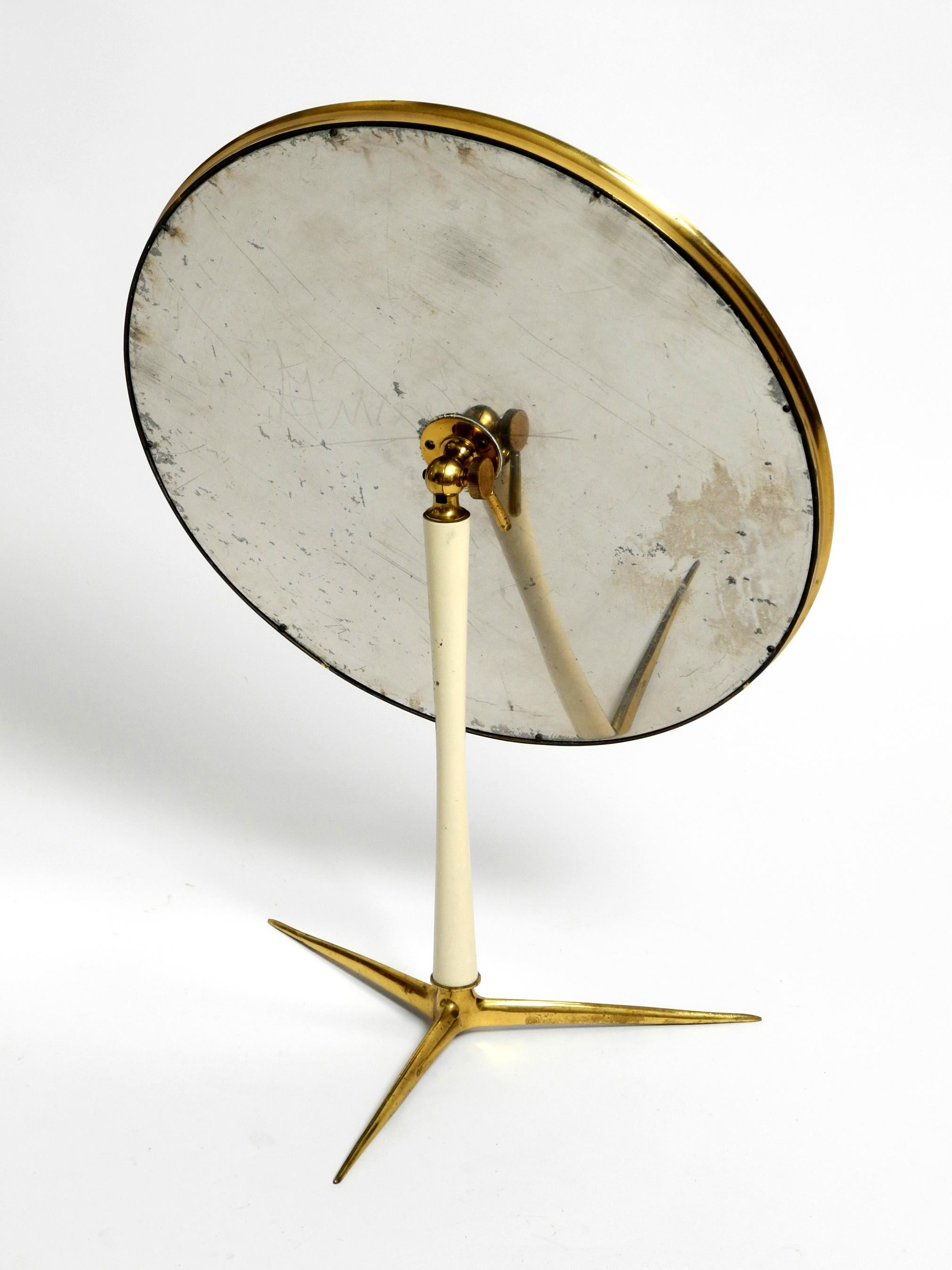 Moveable, Large, Midcentury Brass Table Mirror by Vereinigten Werkstätten For Sale 13