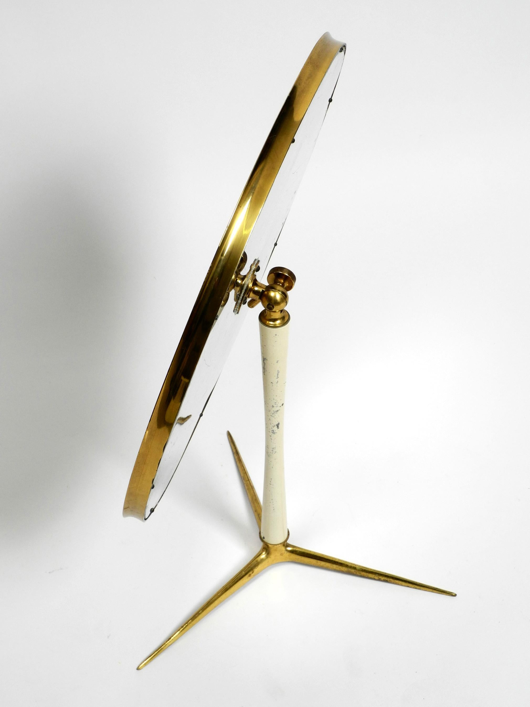 German Moveable, Large, Midcentury Brass Table Mirror by Vereinigten Werkstätten For Sale