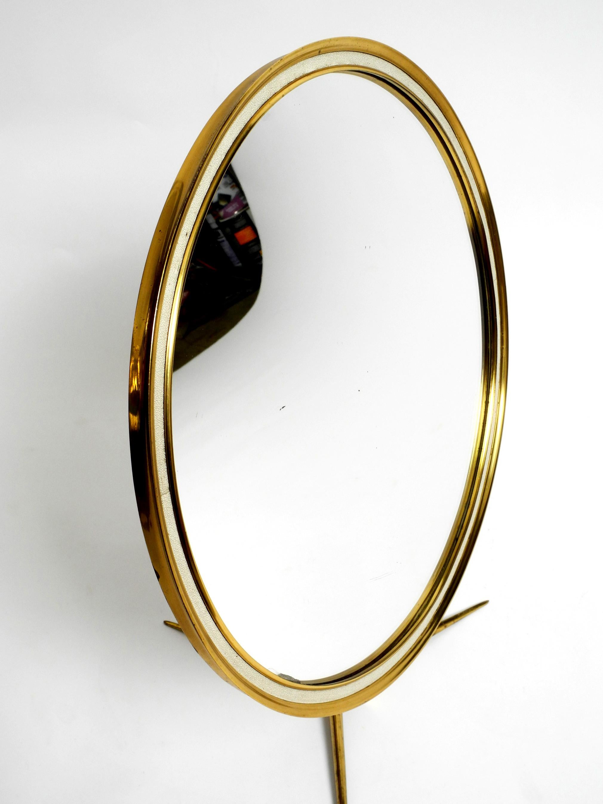 Mid-20th Century Moveable, Large, Midcentury Brass Table Mirror by Vereinigten Werkstätten For Sale