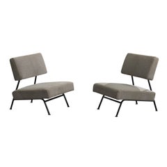Móveis Ambiente, Lounge Chairs, Fabric, Metal, Brazil, 1960s