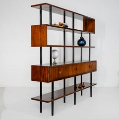 Móveis Cimo" Bücherregal aus Naturfurnier und lackierten Säulen, Brasilien, 1960