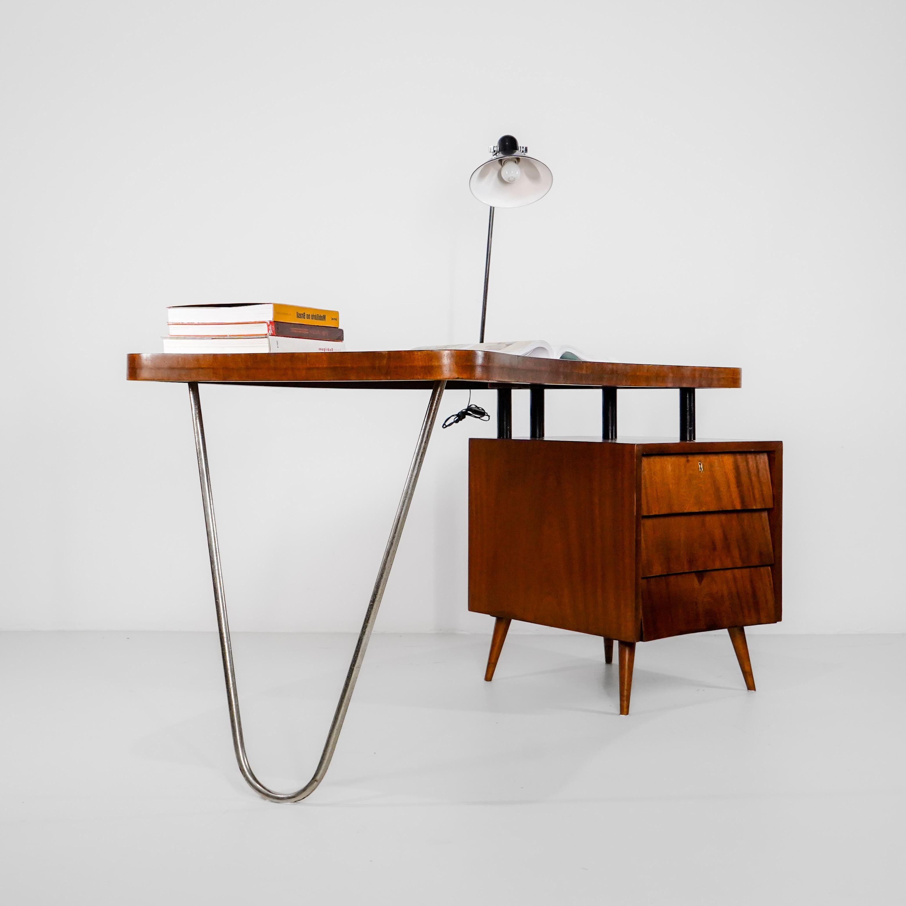 Brazilian 'Móveis Cimo' desk with filing cabinet Brazil, 1960.