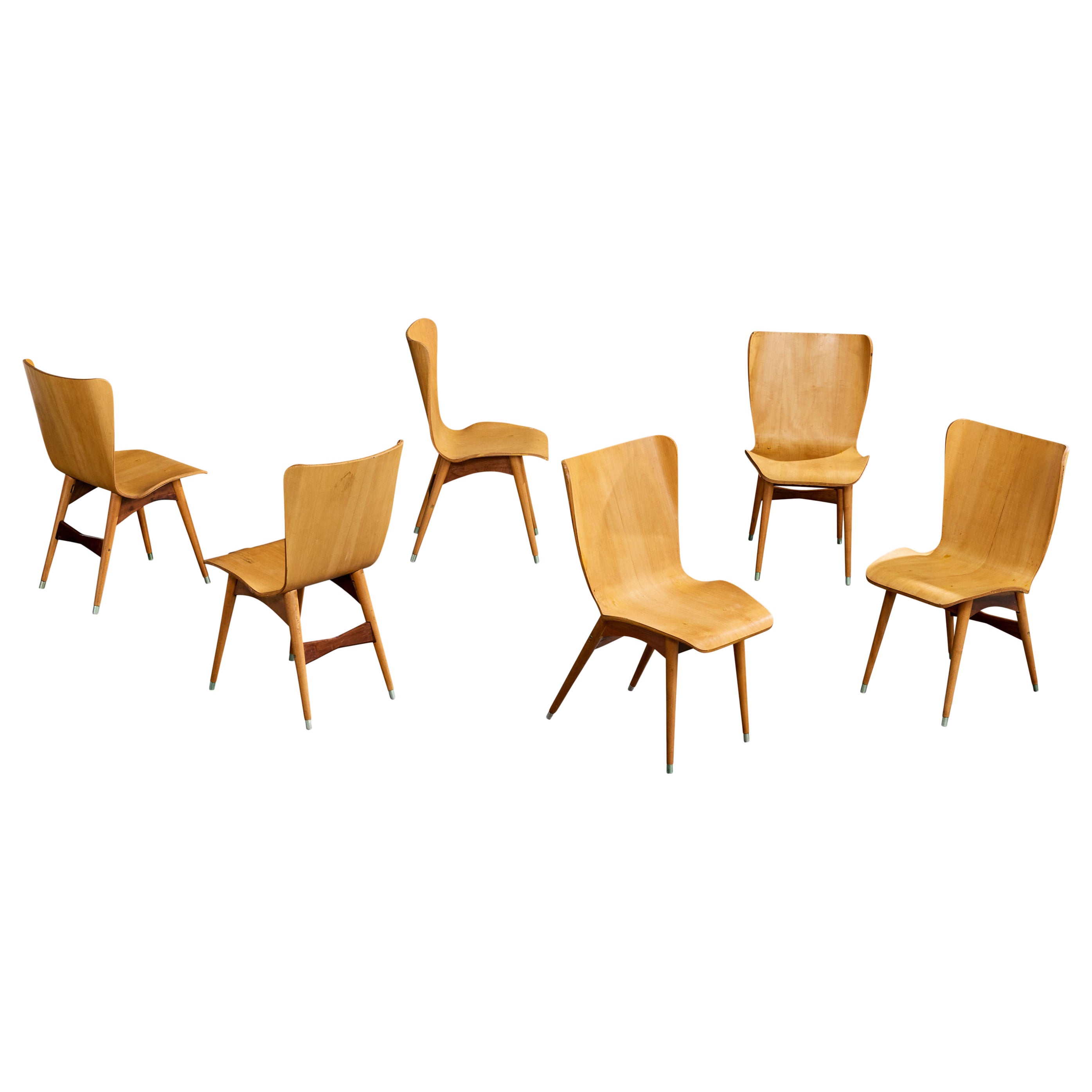 Móveis Cimo, Esszimmerstühle, Holz, Metall, Brasilien, 1950er Jahre im Angebot