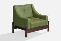 Móveis Cimo, Lounge Chair, Vinyl, Wood, Brass, Brazil, 1960s
