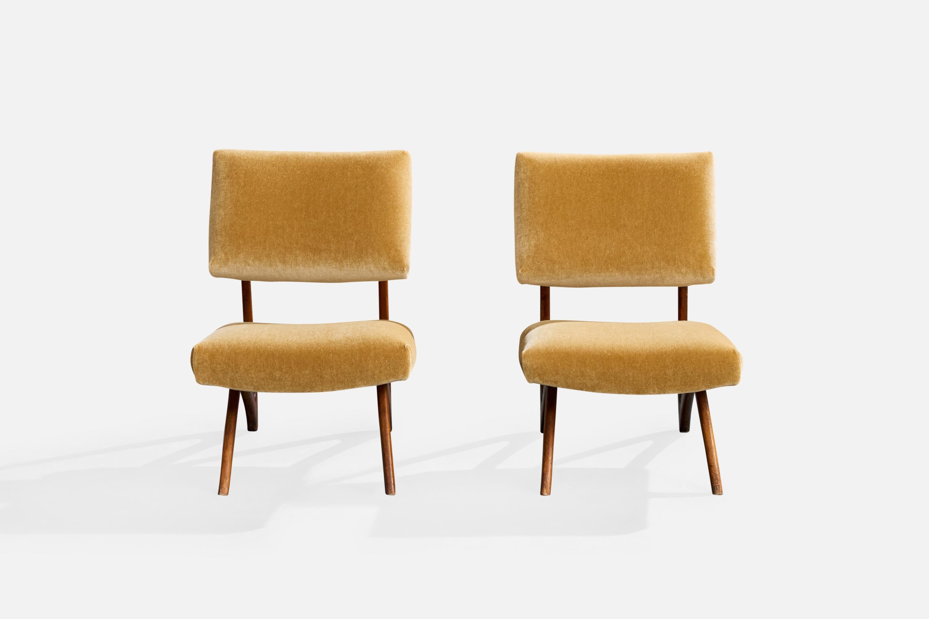 Metà XX secolo Móveis Cimo, Sedie da salotto, Wood, Velluto, Brasile, anni '60 in vendita