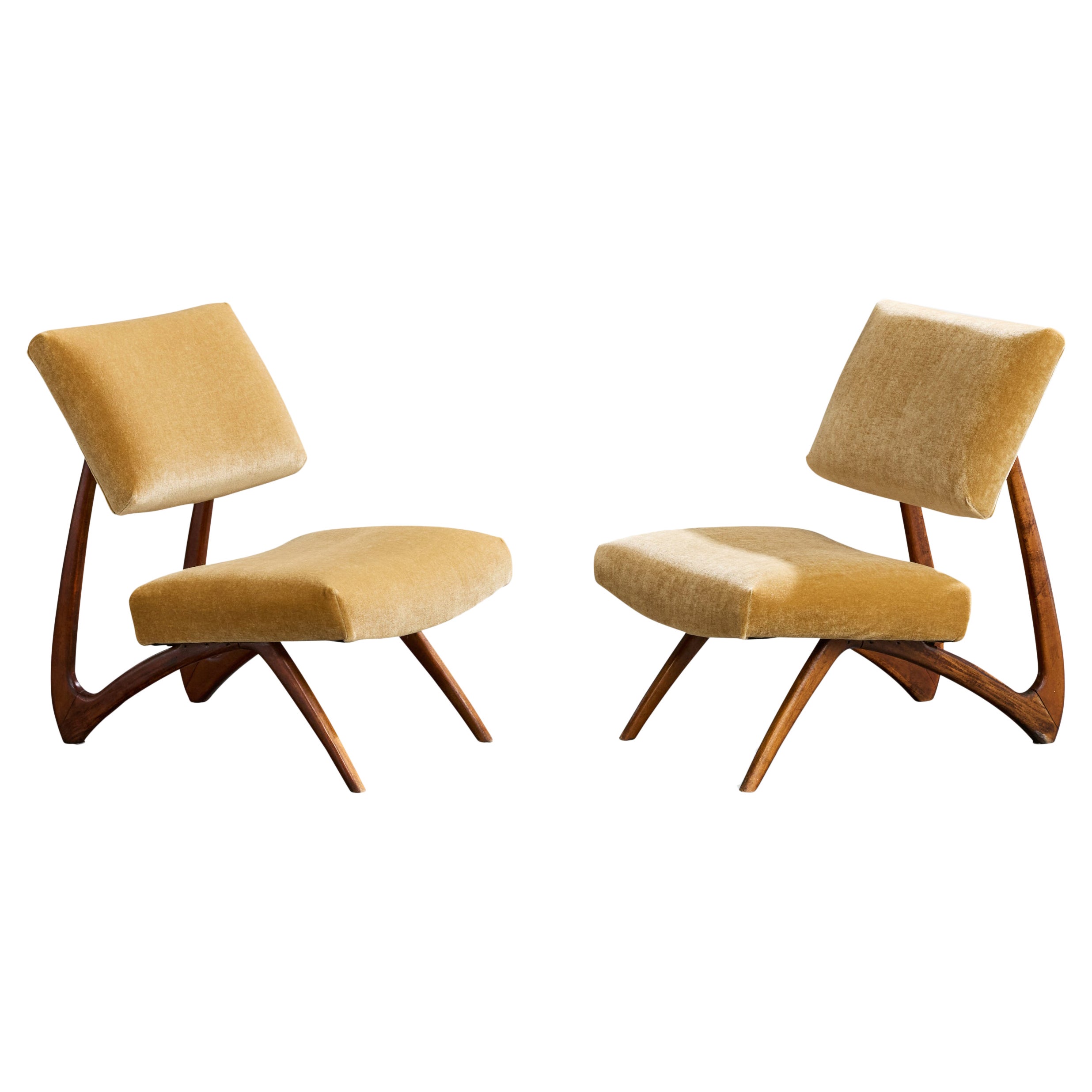 Móveis Cimo, Sillas de salón, Madera, Terciopelo, Brasil, Años 60