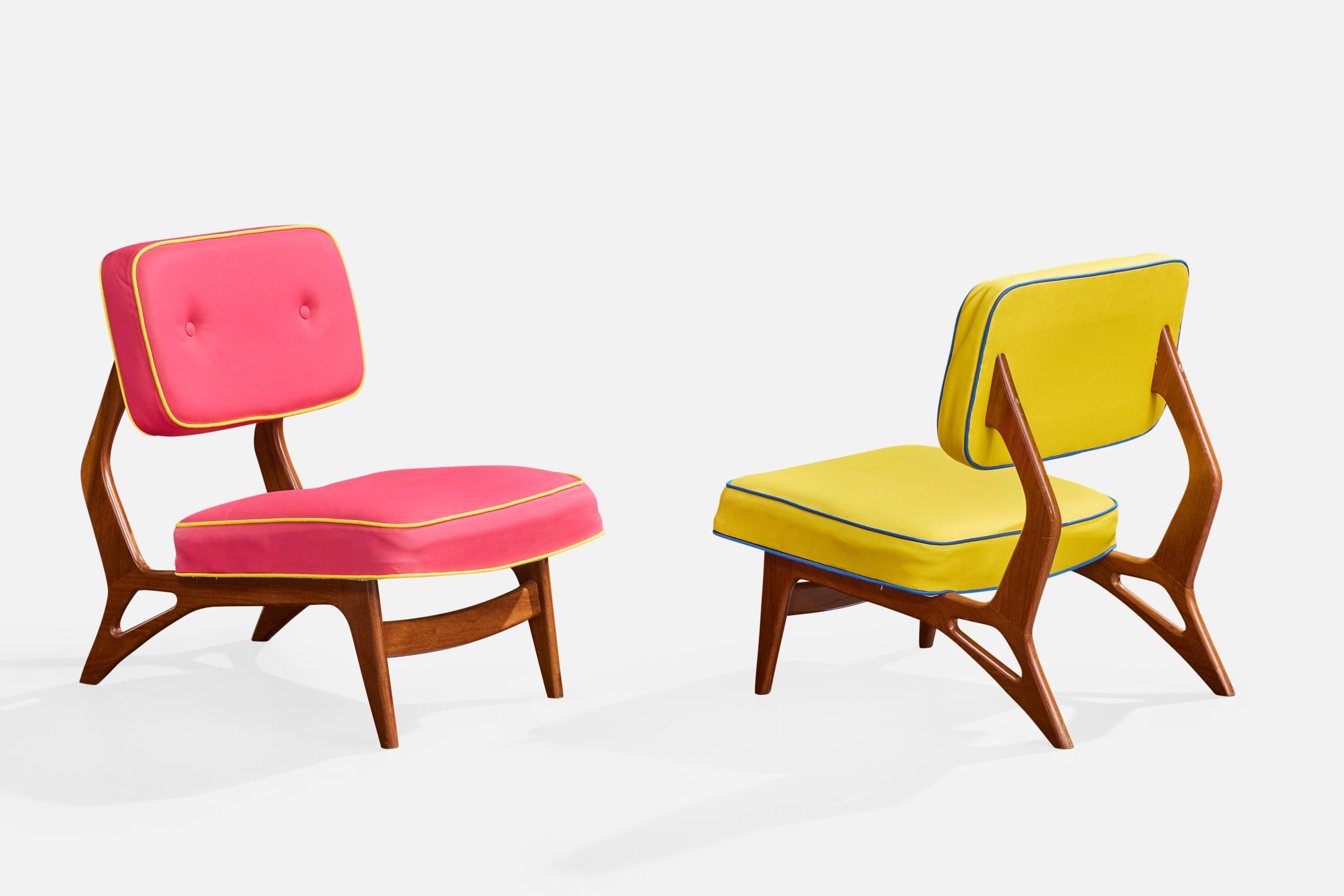 Móveis Cimo, Sillas de salón, Madera, Vinilo, Brasil, Años 60 Moderno de mediados de siglo en venta