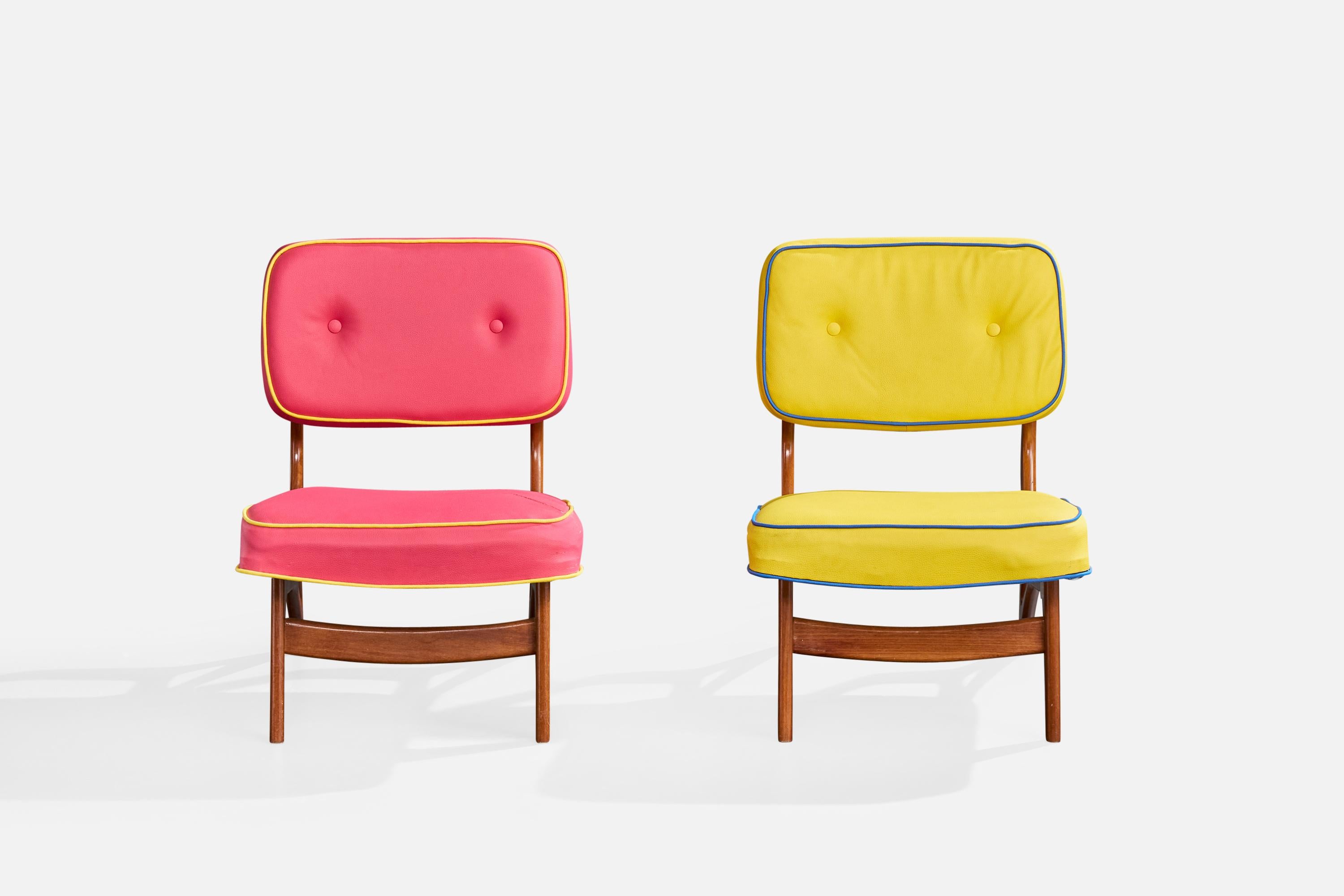 Móveis Cimo, Sillas de salón, Madera, Vinilo, Brasil, Años 60 en Bueno estado para la venta en High Point, NC