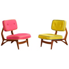 Móveis Cimo, Lounge Chairs, Wood, Vinyl, Brazil, 1960s