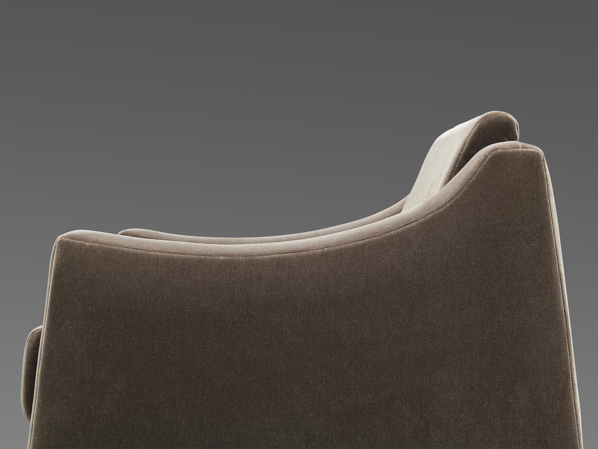 Mid-20th Century Móveis Cimo Pair of Lounge Chairs Reupholstered in Anthracite Velvet