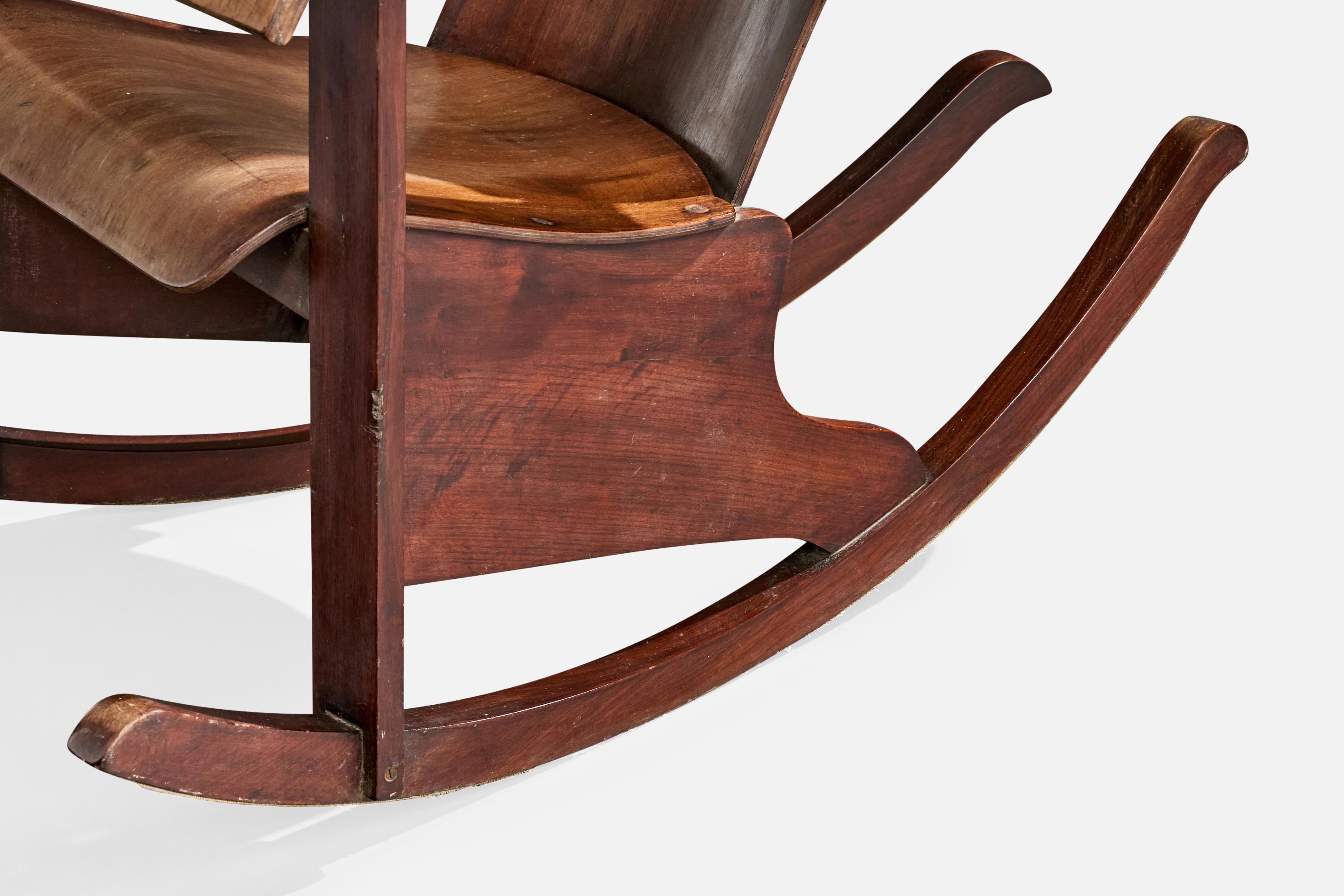 Móveis Cimo, Sedia a dondolo, Wood, Brasile, anni '50 in vendita 4