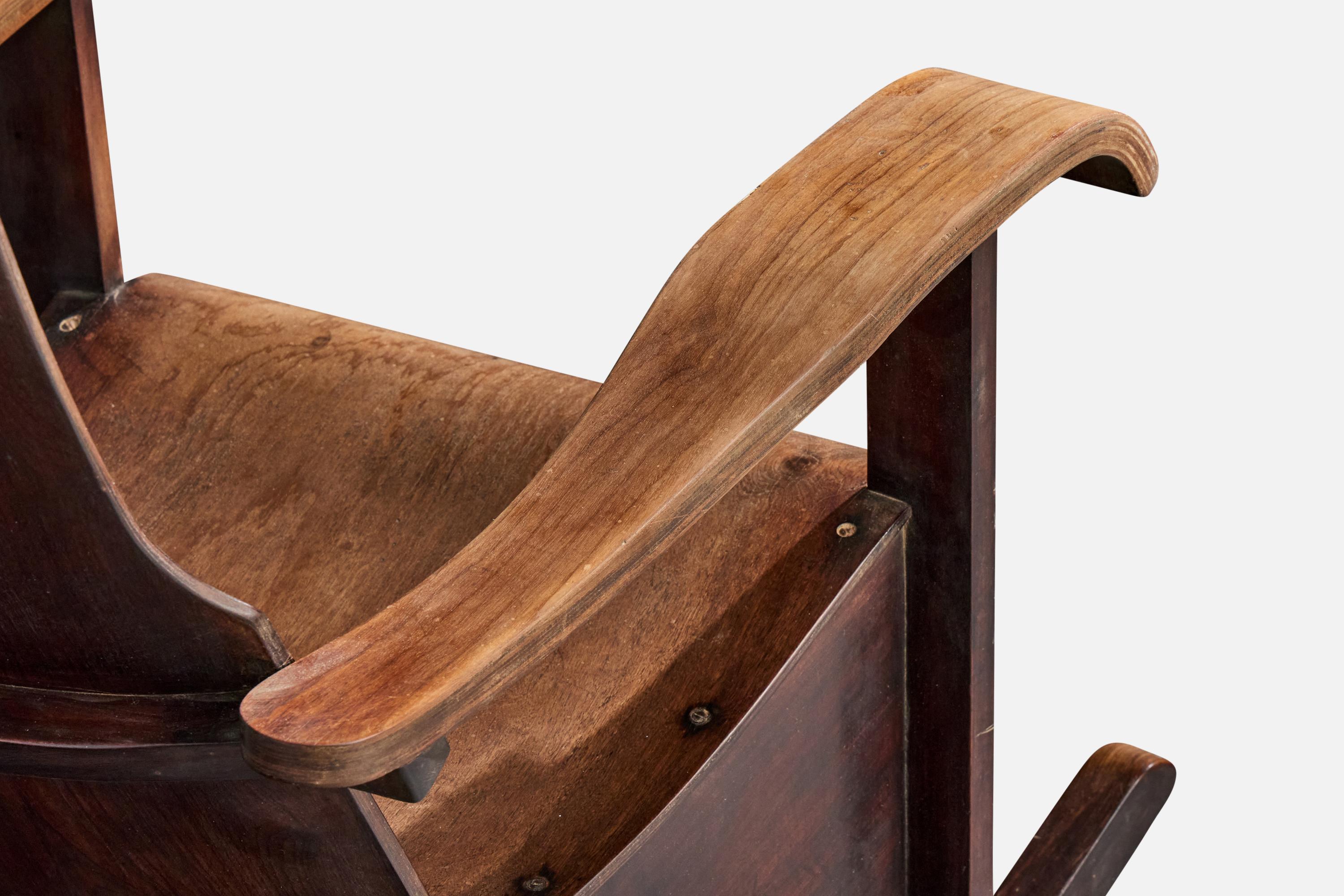 Móveis Cimo, Sedia a dondolo, Wood, Brasile, anni '50 in vendita 4