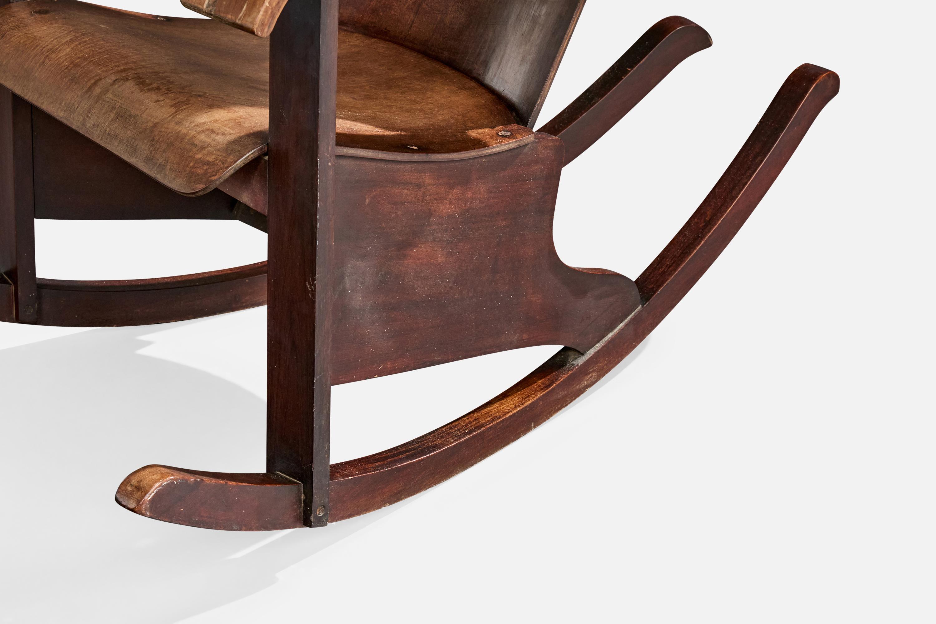 Móveis Cimo, Sedia a dondolo, Wood, Brasile, anni '50 in vendita 5