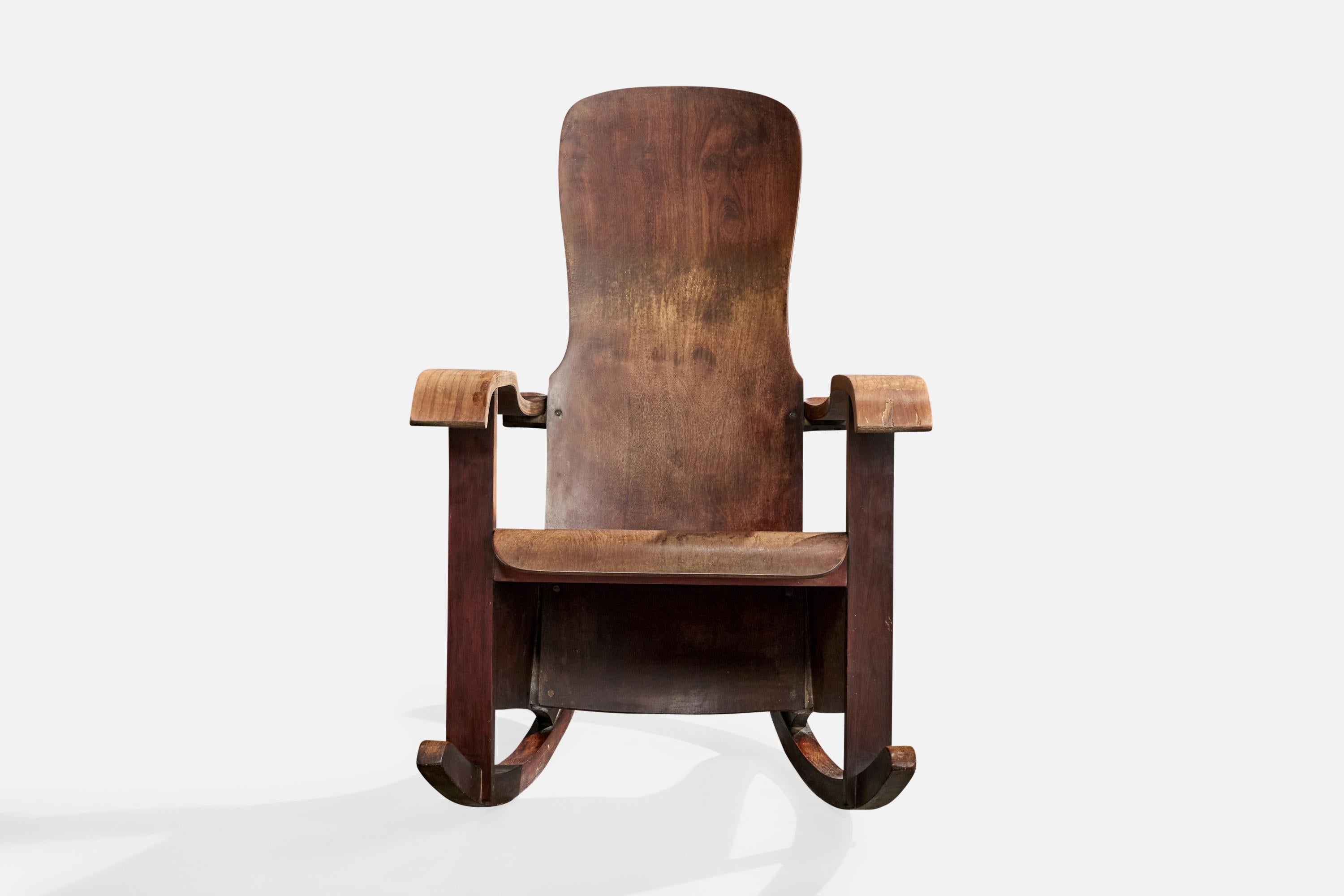 Mid-Century moderno Móveis Cimo, Sedia a dondolo, Wood, Brasile, anni '50 in vendita