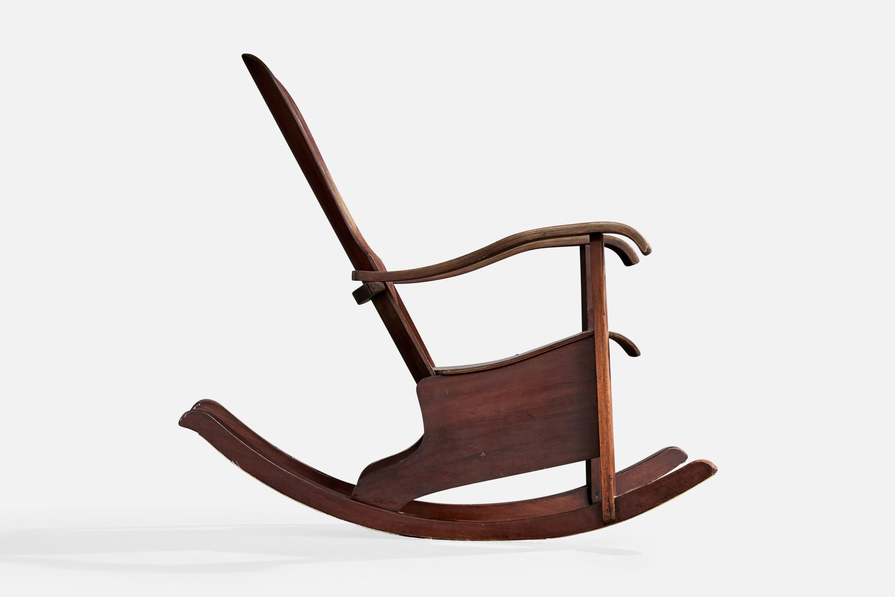 Metà XX secolo Móveis Cimo, Sedia a dondolo, Wood, Brasile, anni '50 in vendita