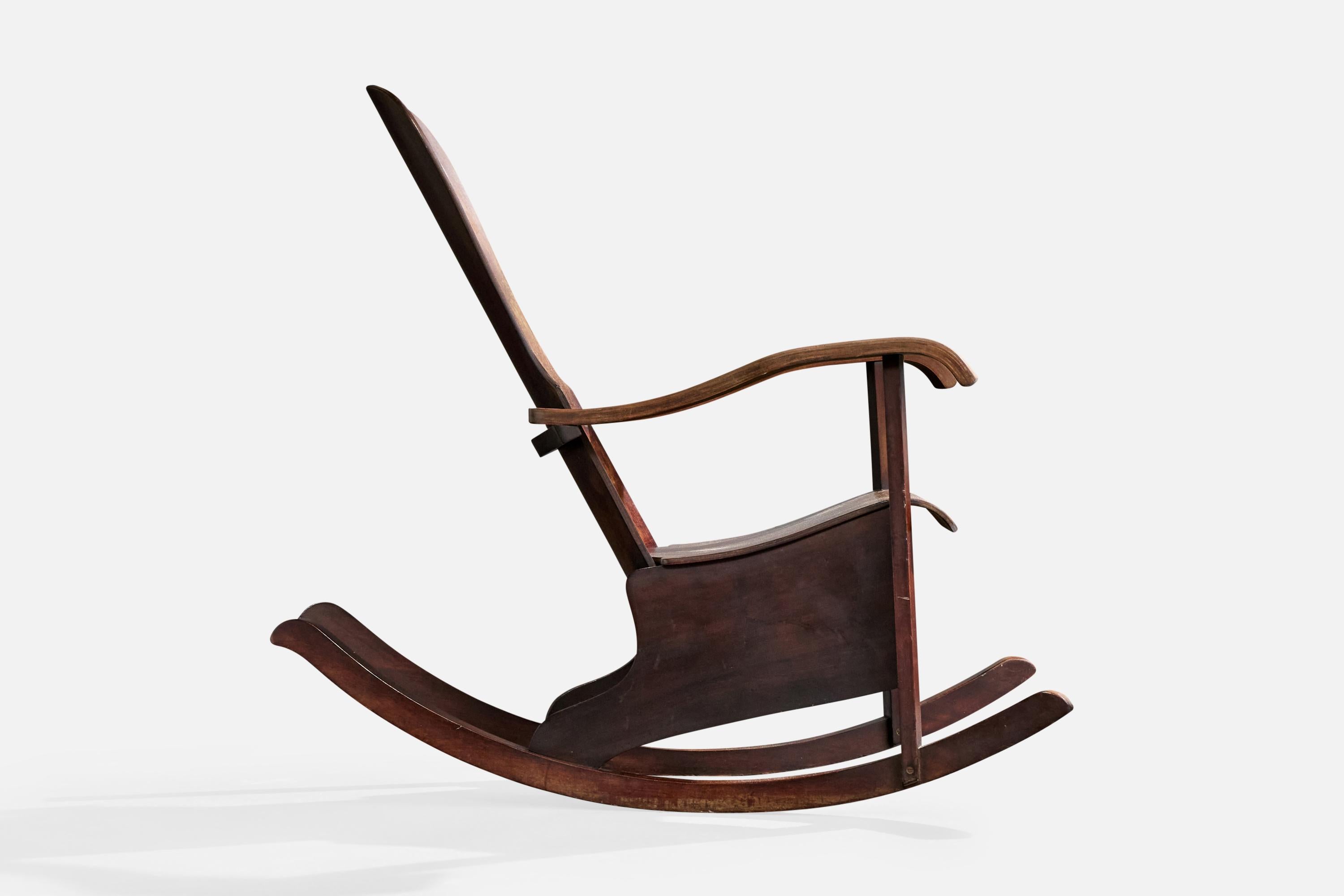 Metà XX secolo Móveis Cimo, Sedia a dondolo, Wood, Brasile, anni '50 in vendita