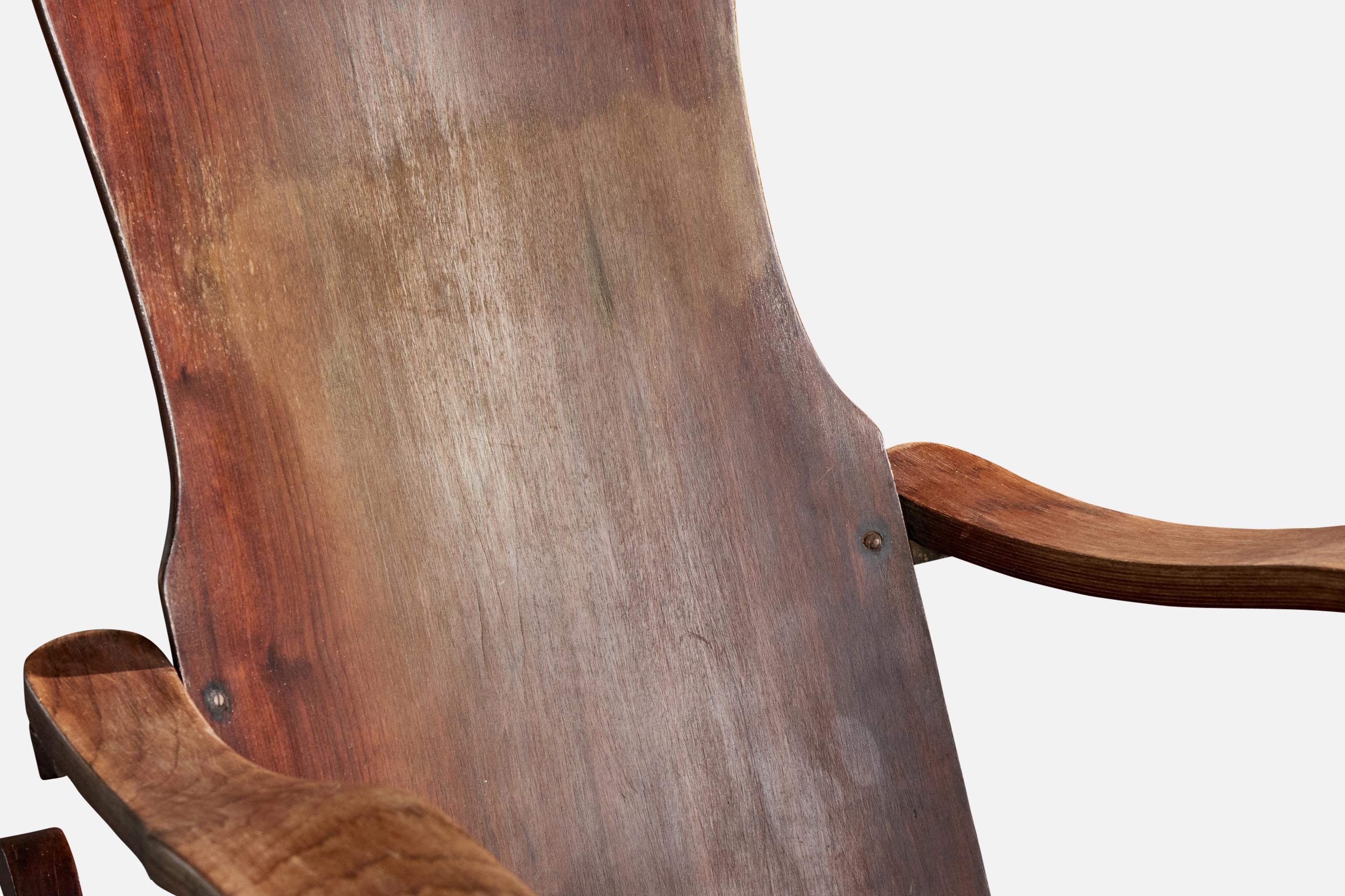 Móveis Cimo, Sedia a dondolo, Wood, Brasile, anni '50 in vendita 1