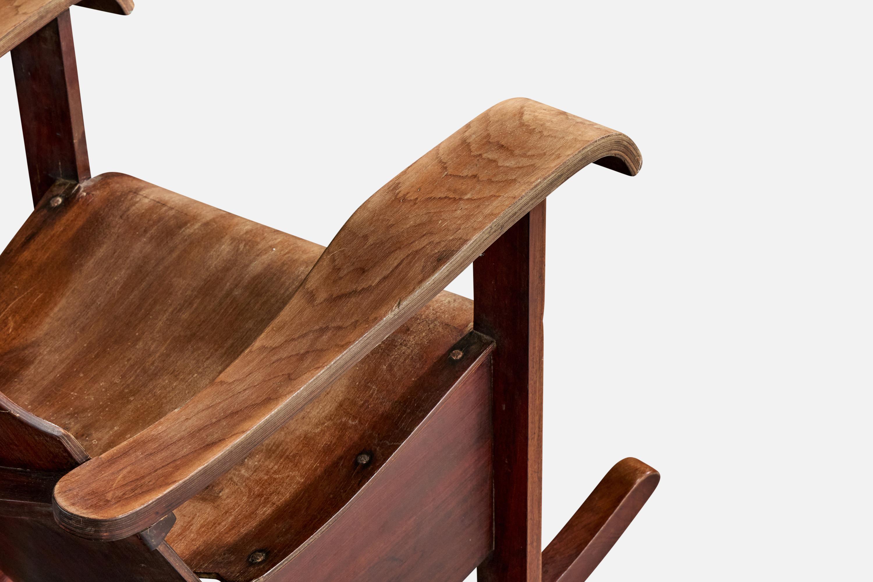 Móveis Cimo, Sedia a dondolo, Wood, Brasile, anni '50 in vendita 2