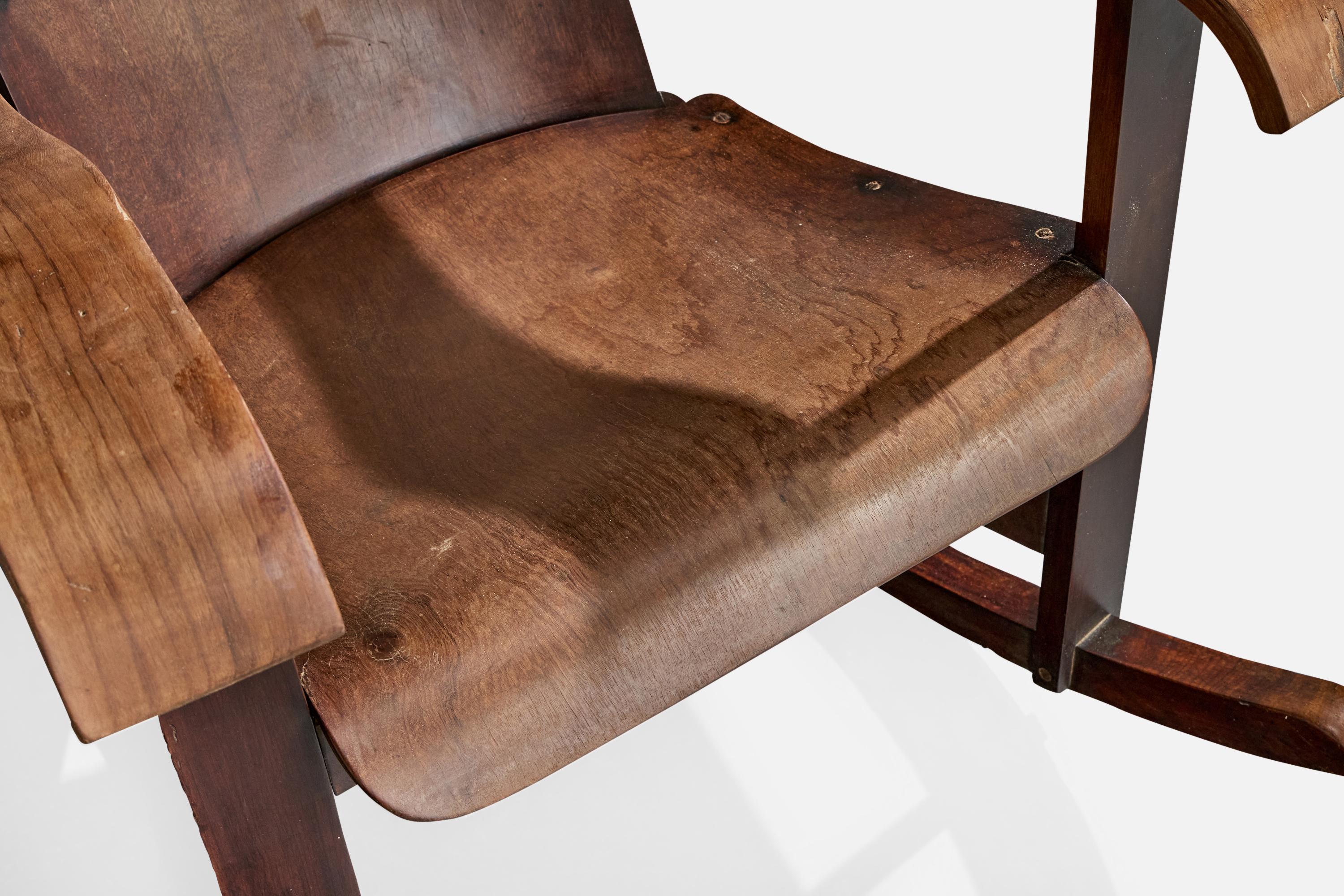 Móveis Cimo, Sedia a dondolo, Wood, Brasile, anni '50 in vendita 2