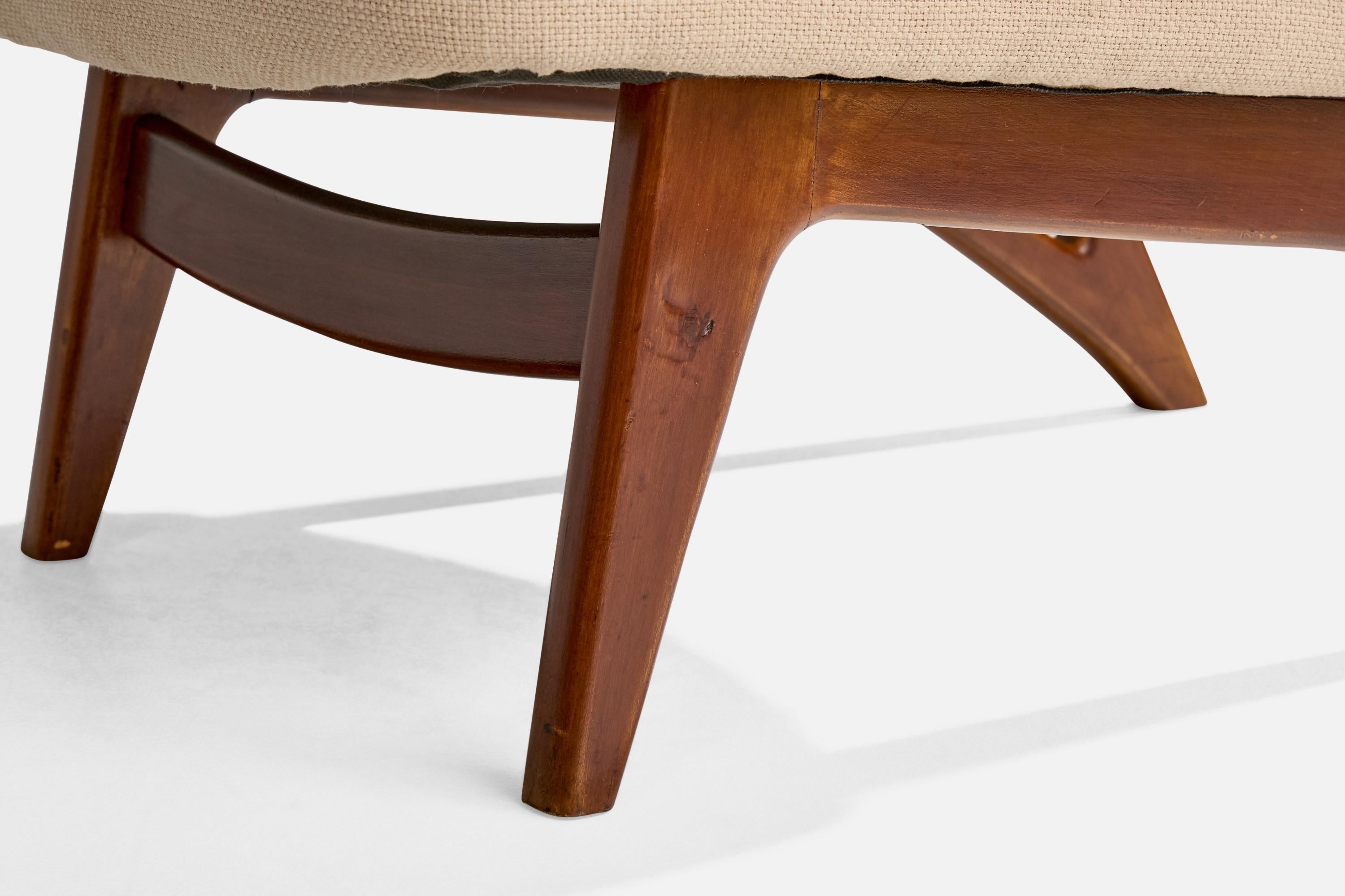 Móveis Cimo, Slipper Chair, Wood, Fabric, Brazil, 1960s For Sale 5
