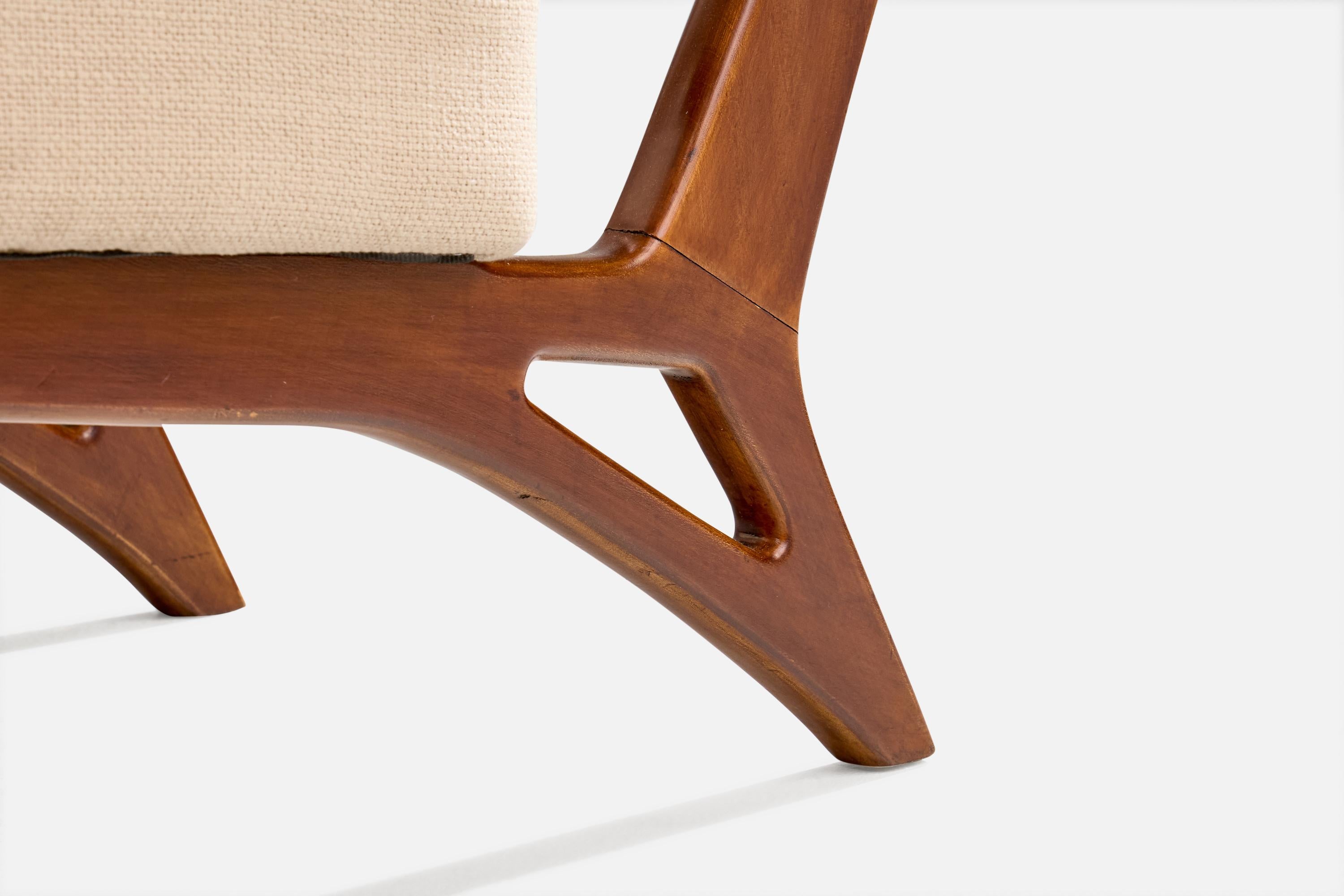 Móveis Cimo, Slipper Chair, Wood, Fabric, Brazil, 1960s For Sale 6
