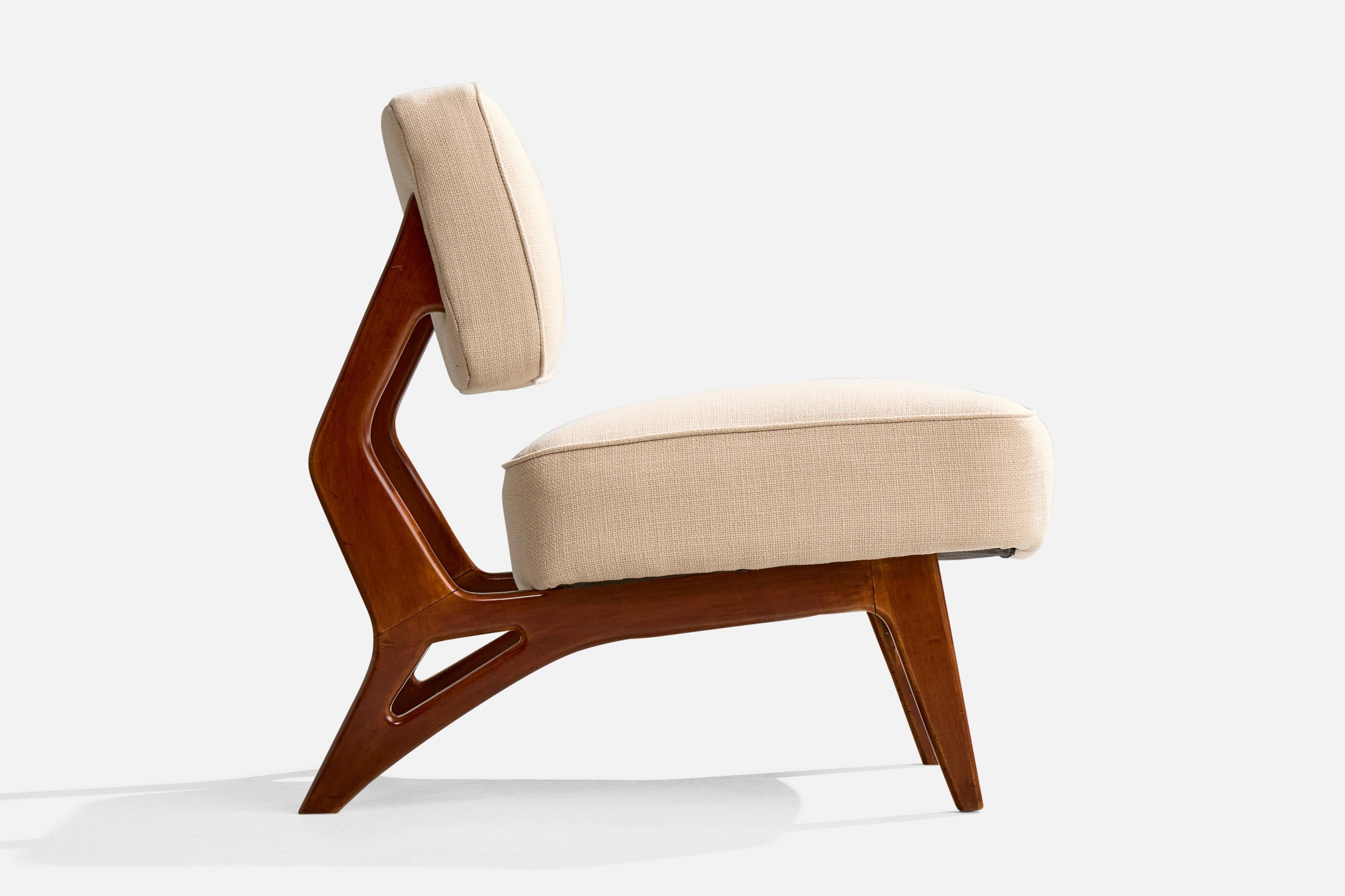 Mid-20th Century Móveis Cimo, Slipper Chair, Wood, Fabric, Brazil, 1960s For Sale