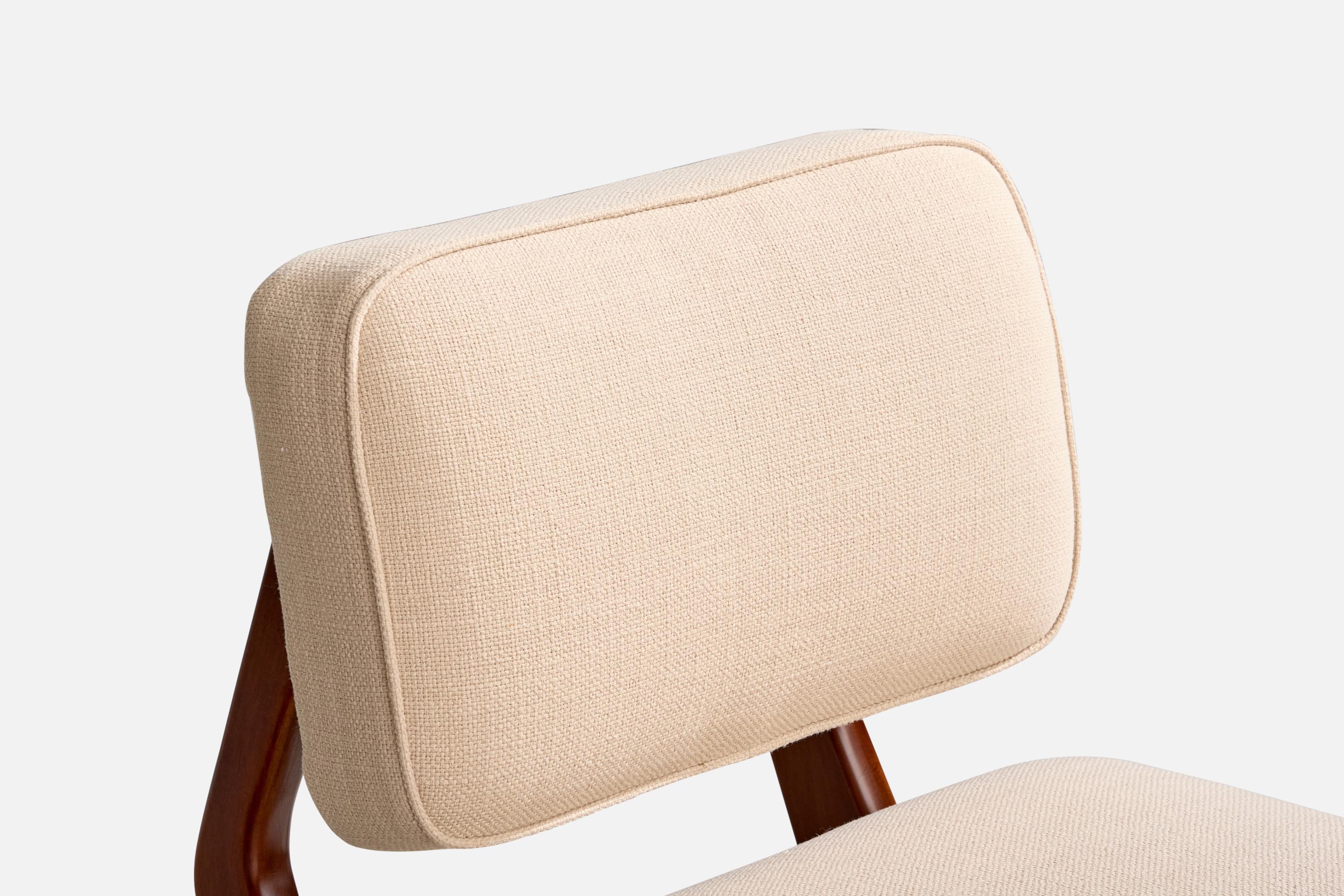 Móveis Cimo, Slipper Chair, Wood, Fabric, Brazil, 1960s For Sale 2