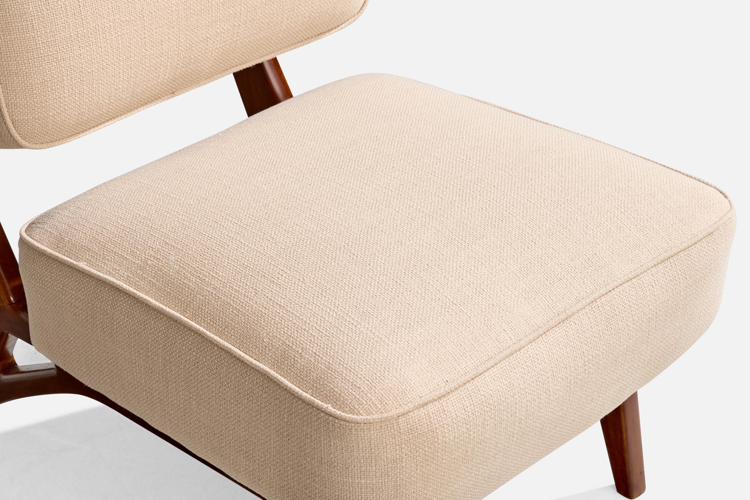 Móveis Cimo, Slipper Chair, Wood, Fabric, Brazil, 1960s For Sale 3