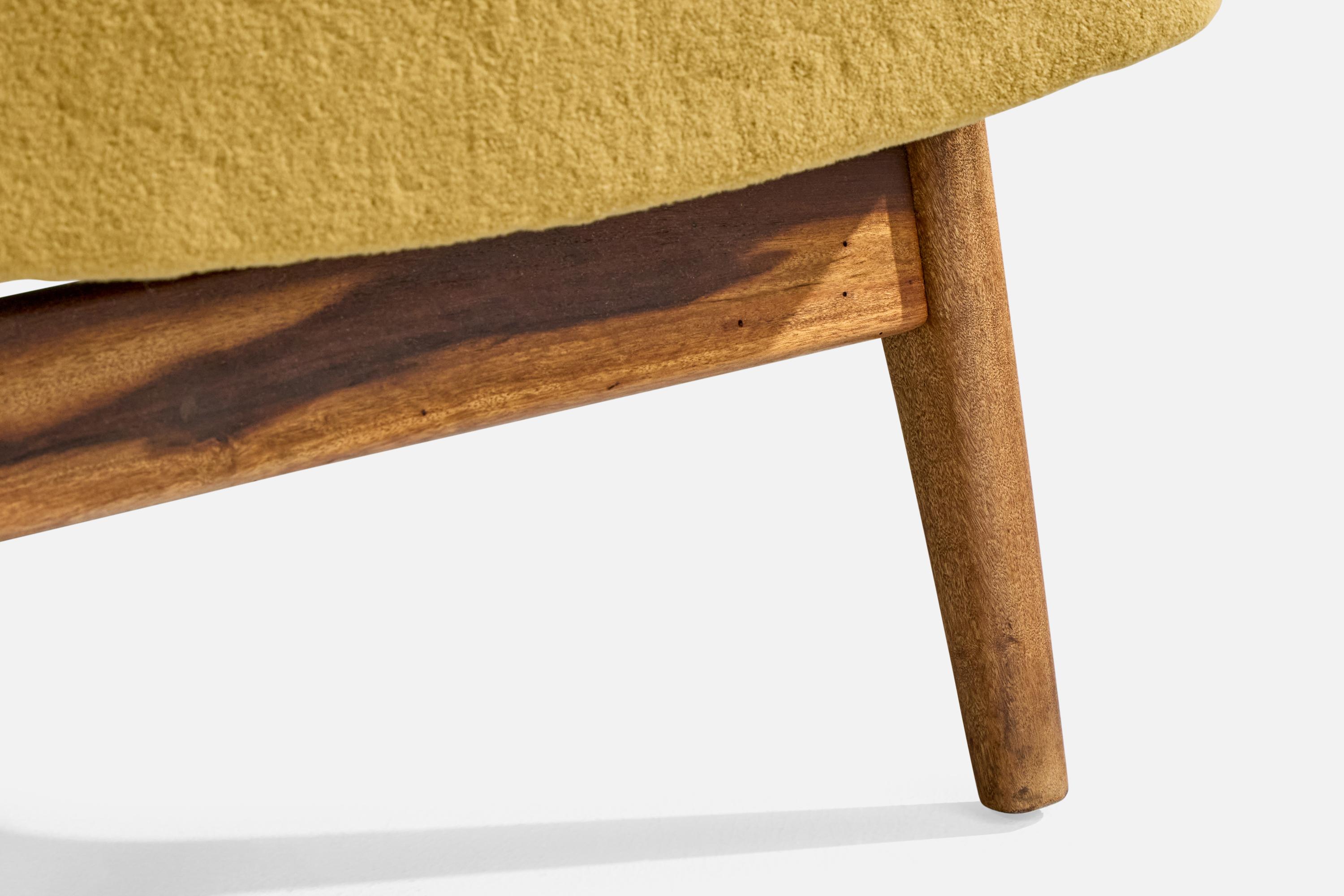Móveis Cimo, Slipper Chair, Wood, Velvet, Brazil, 1960s 6