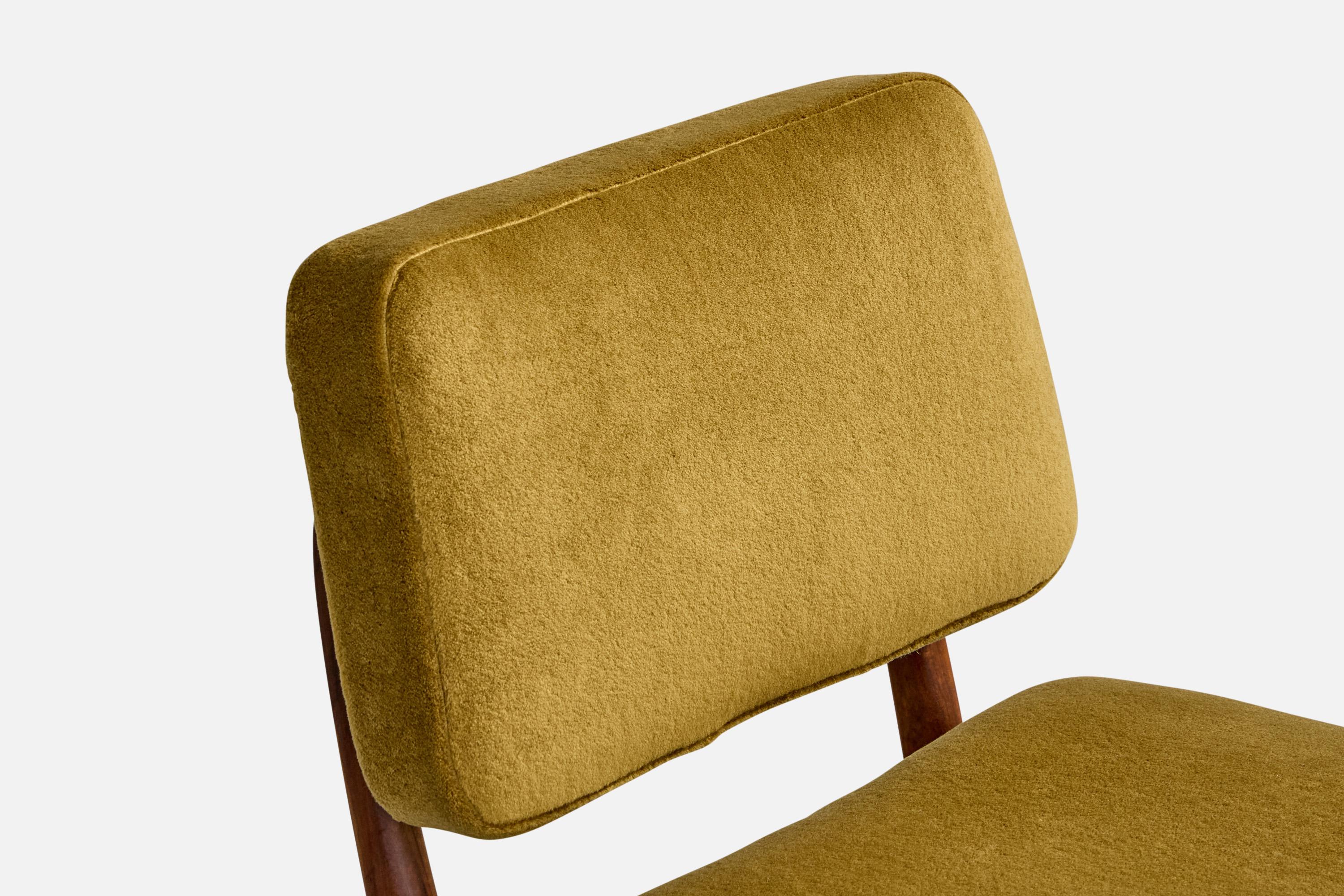 Móveis Cimo, Slipper Chair, Wood, Velvet, Brazil, 1960s 2