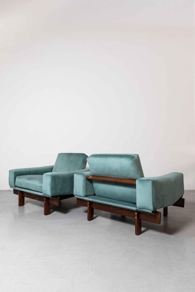 Mid-Century Modern Móveis Cimo Square Lounge Chair, Brazilian Hardwood, Brazilian Midcentury For Sale