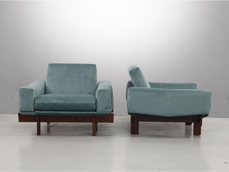 20th Century Móveis Cimo Square Lounge Chair, Brazilian Hardwood, Brazilian Midcentury For Sale