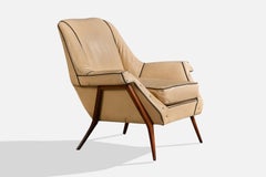Móveis Fortalit, fauteuil de salon, bois, vinyle, Brésil, années 1950