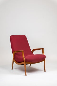Móveis Gelli. Fauteuil, c. 1950. Wood Wood et tissu de coton original