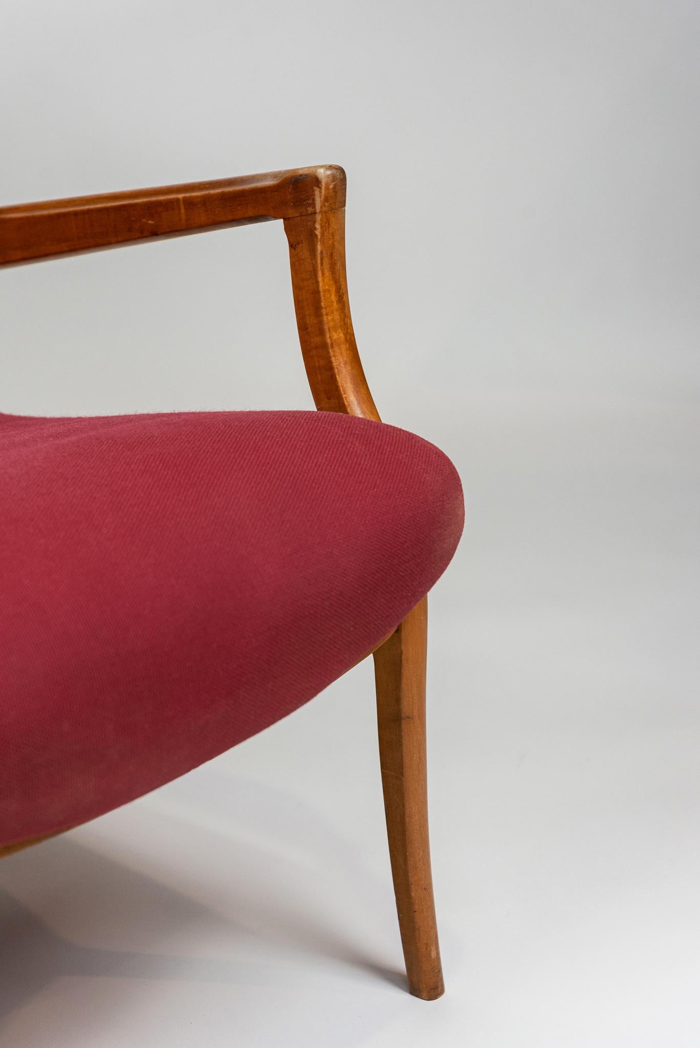 Móveis Gelli. Sillón, c. 1950. Madera de caviuna y tela de algodón original Brasileño en venta