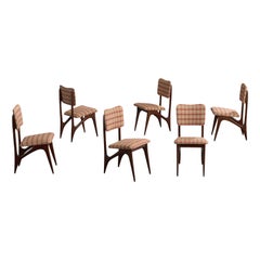 Móveis Luxor, Dining Room Chairs, Wood, Fabric, Brazil, 1950s