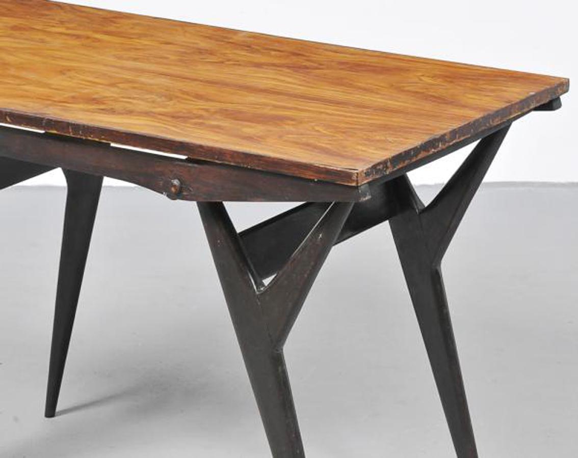 Mid-20th Century Moveis Luxor Vintage Brazilian 2-1 Folding Table For Sale