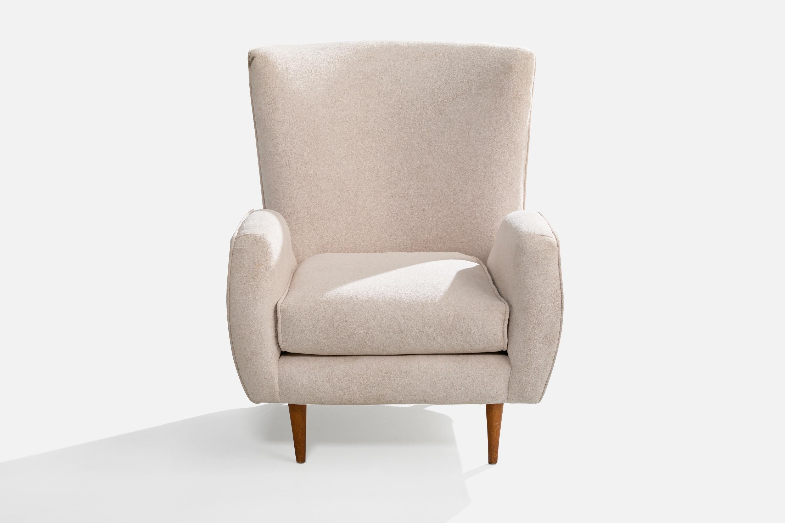 Mid-Century Modern Móveis Teperman, Lounge Chair, Wood, Fabric, Brazil, 1950s For Sale