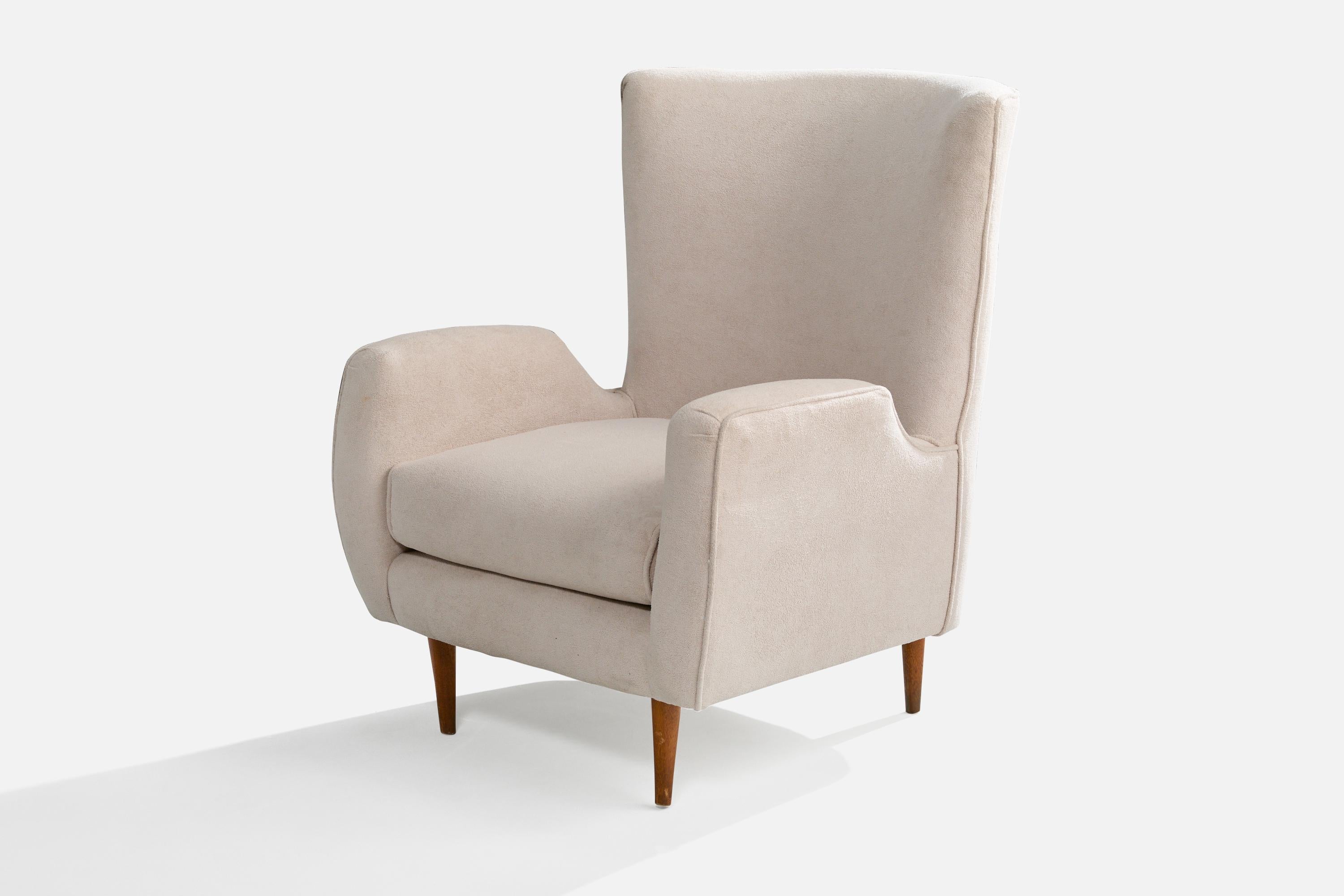 Brazilian Móveis Teperman, Lounge Chair, Wood, Fabric, Brazil, 1950s For Sale