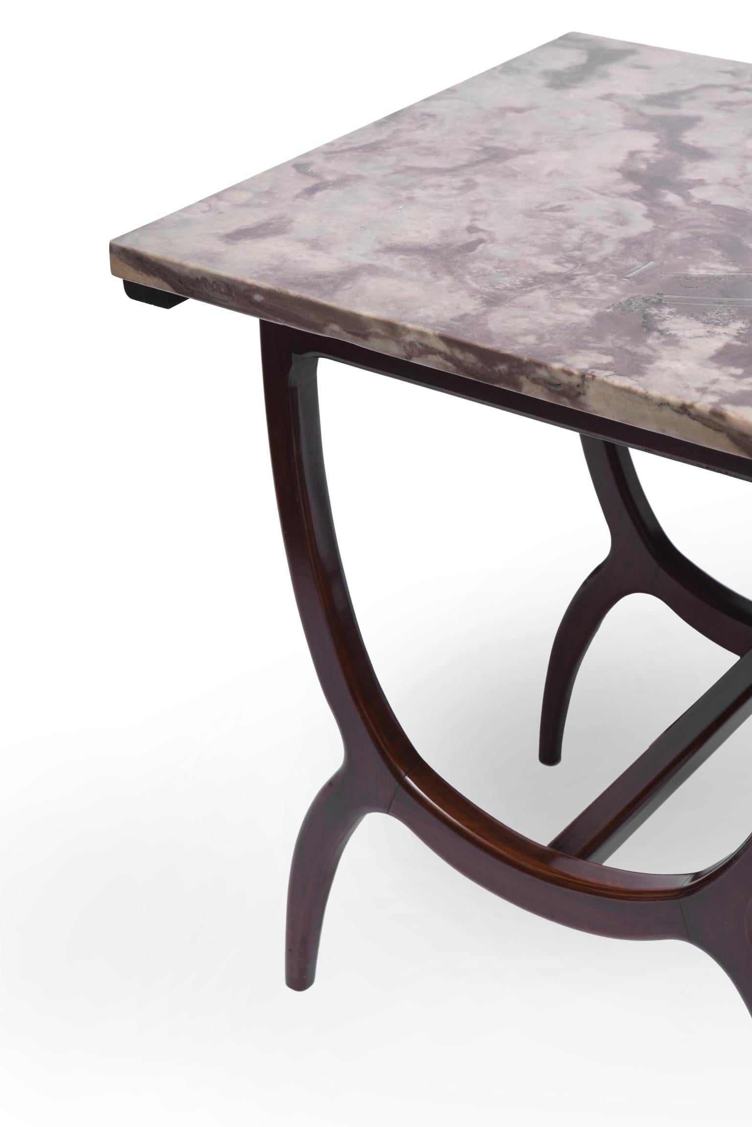 Mid-Century Modern Móveis Teperman Midcentury Brazilian Side Table with Marble Top, 1960s For Sale