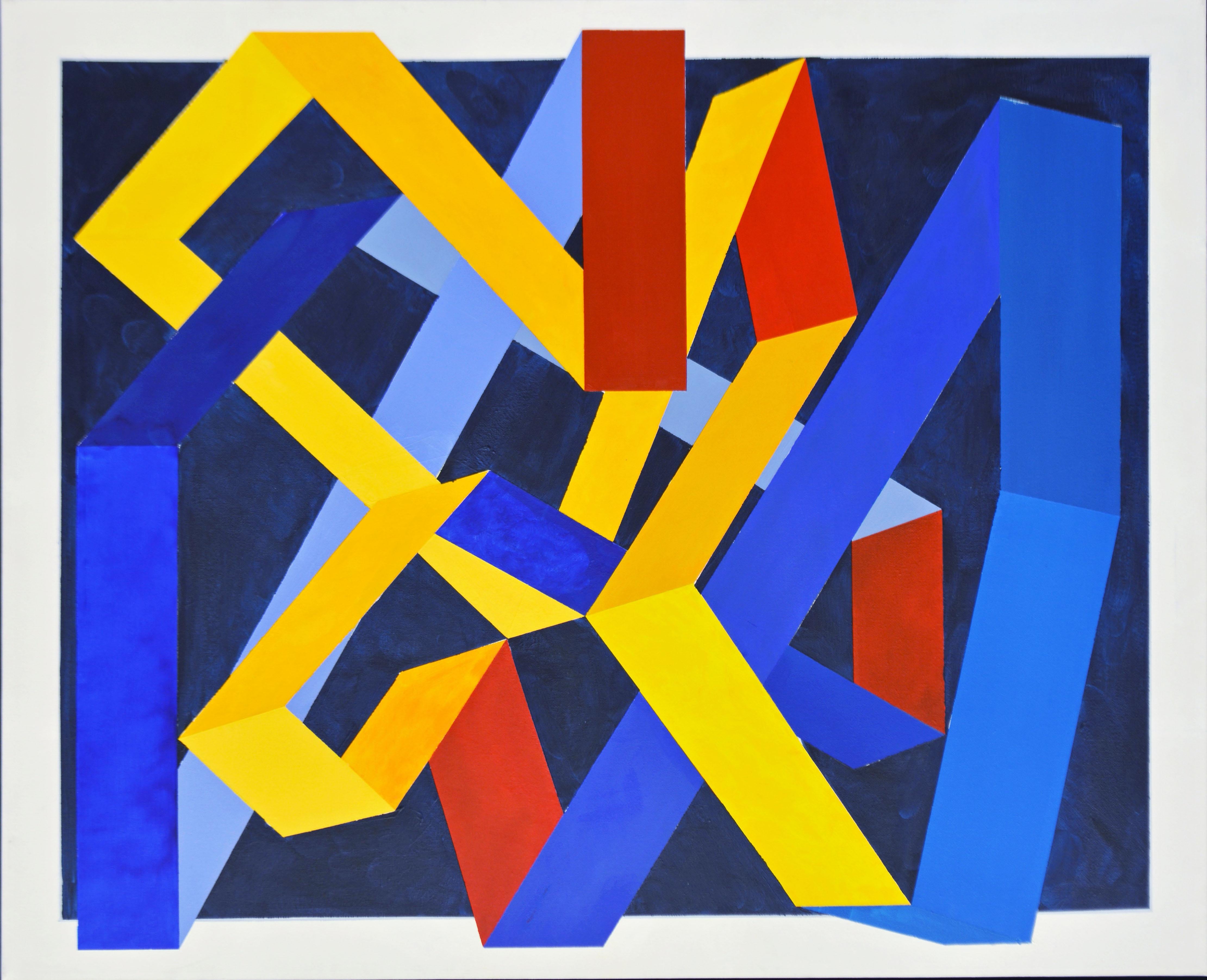 Mouvement
de Anders Hegelund, danois né en 1938.
Acrylique sur toile. Mesures : 31 x 39 in. sans le cadre, 33 x 41 in. avec le cadre, signé, daté et titré au dos.
Il est logé dans un cadre flottant de style minimaliste à la finition