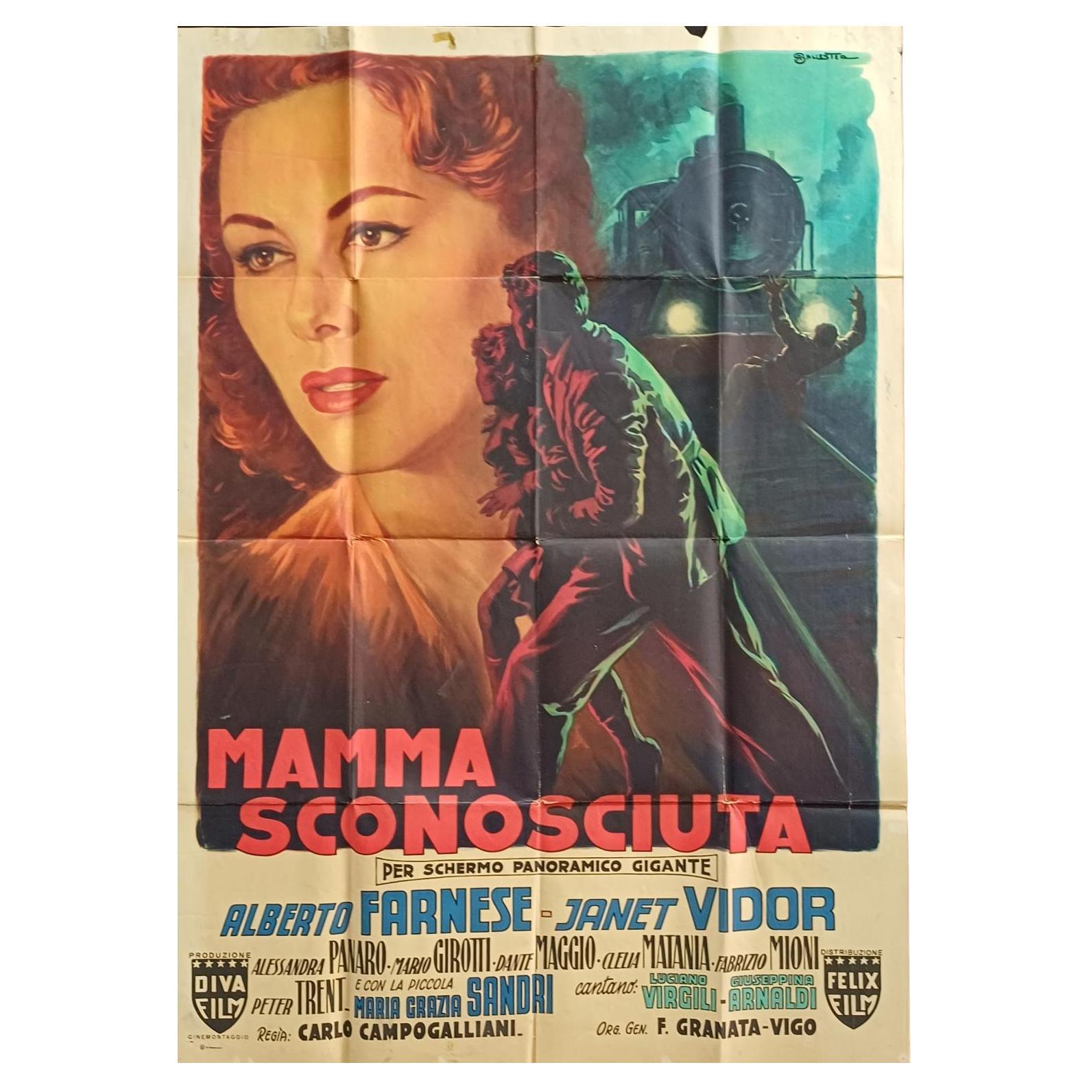 Filmplakat für den italienischen Film "Mamma Sconosciuta" von 1956. im Angebot