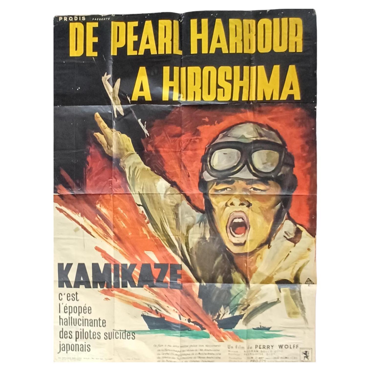 Movie Poster for the 1960 French Movie "De Pearl Harbour a Hiroshima kamikaze" For Sale