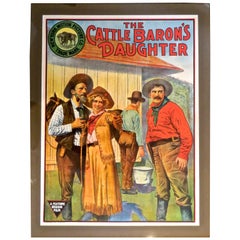 Cartel de cine "La hija del barón ganadero" ca 1910; (Libro de 1ª edición incluido)