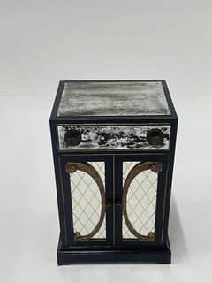 Movie Star Black and Aged Mirror Cabinet in the Style of Dorothy Draper