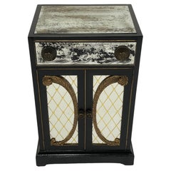Movie Star Black and Aged Mirror Cabinet in the Style of Dorothy Draper