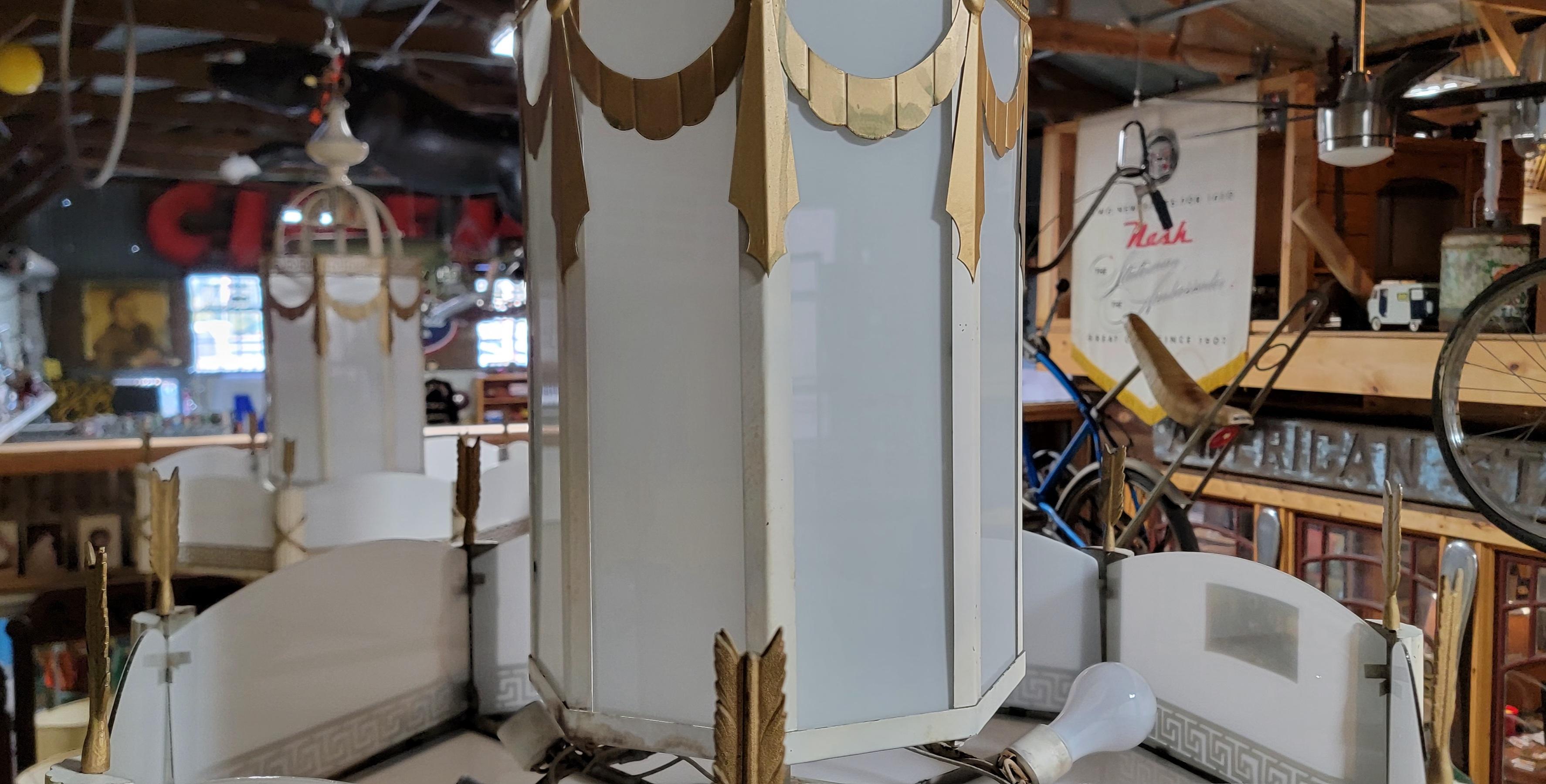 Painted Movie Theater Chandelier 1930's For Sale