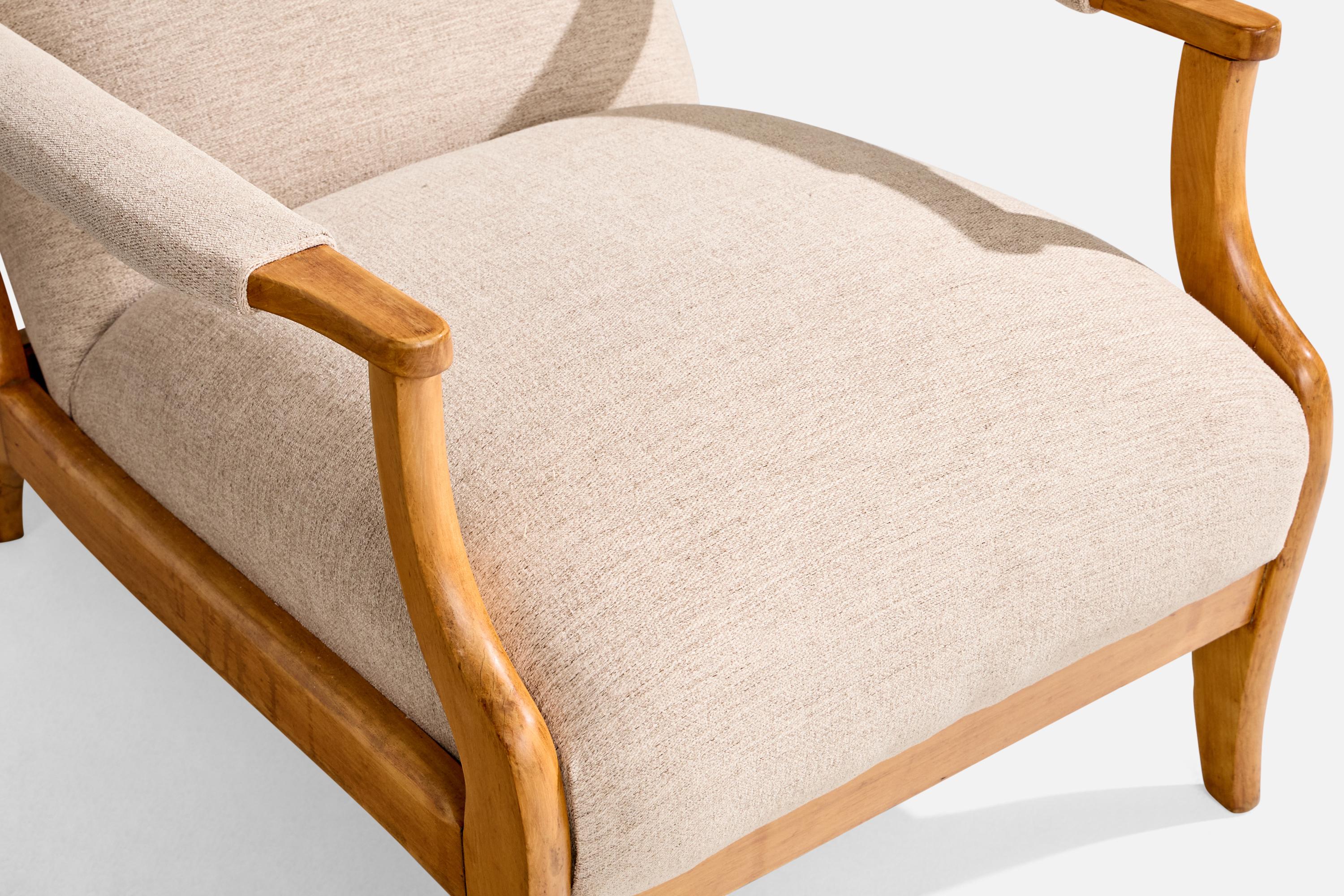 Movies ITA, Lounge Chair with Ottoman, Wood, Fabric, Brazil, 1950s For Sale 6