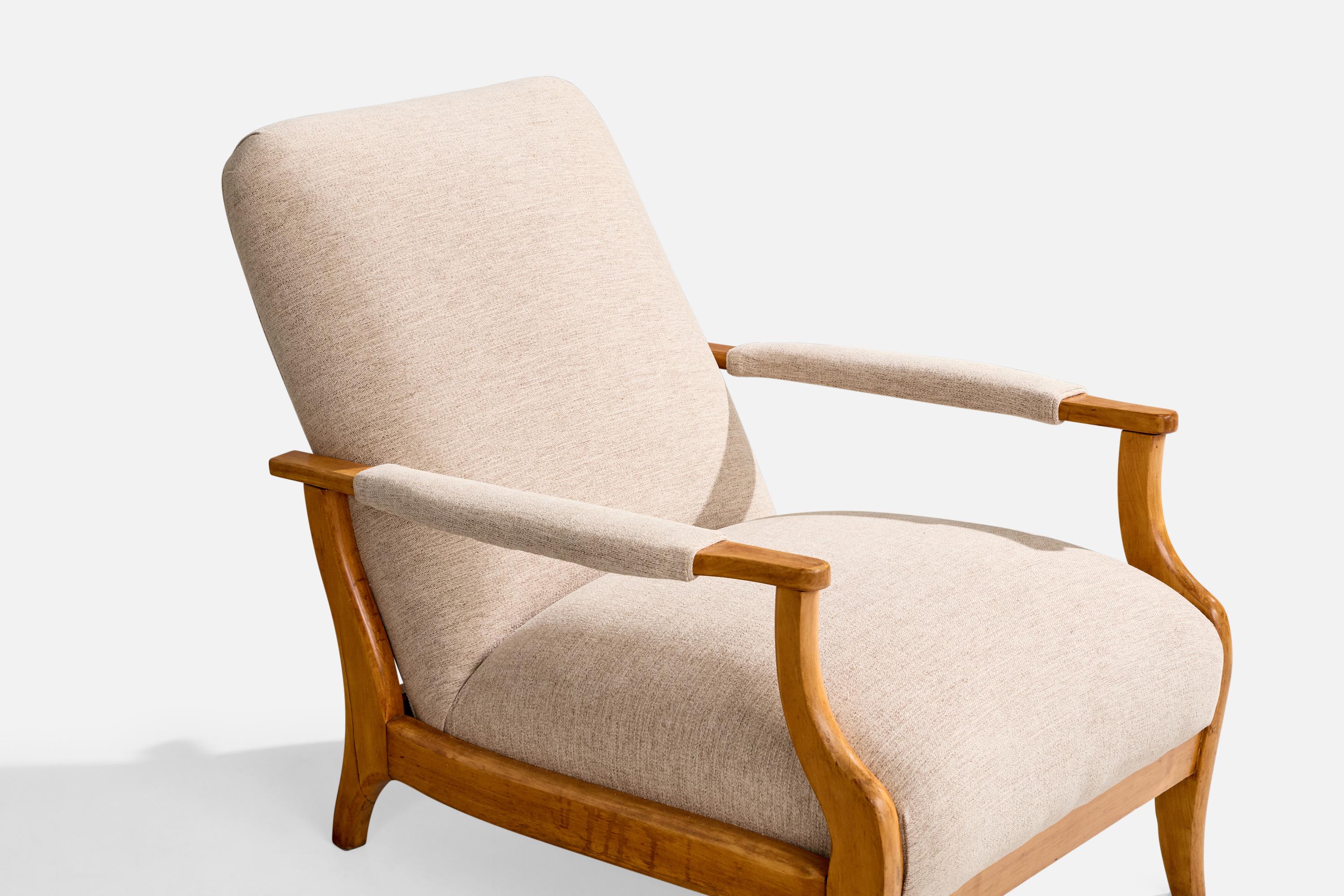 Movies ITA, Lounge Chair with Ottoman, Wood, Fabric, Brazil, 1950s For Sale 3